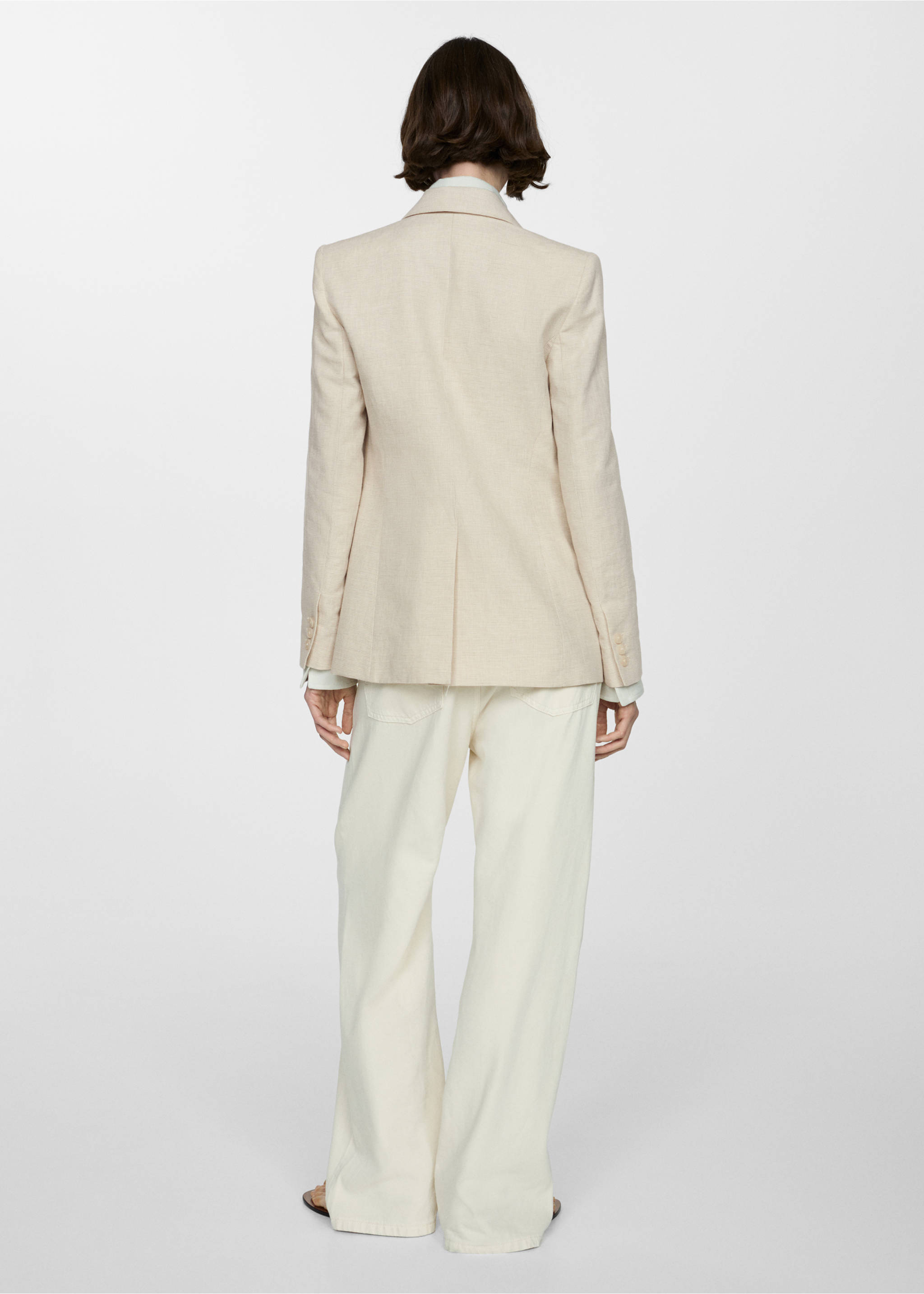 Houndstooth linen jacket - Reverse of the article, Brown. Ref: 67057926-00.