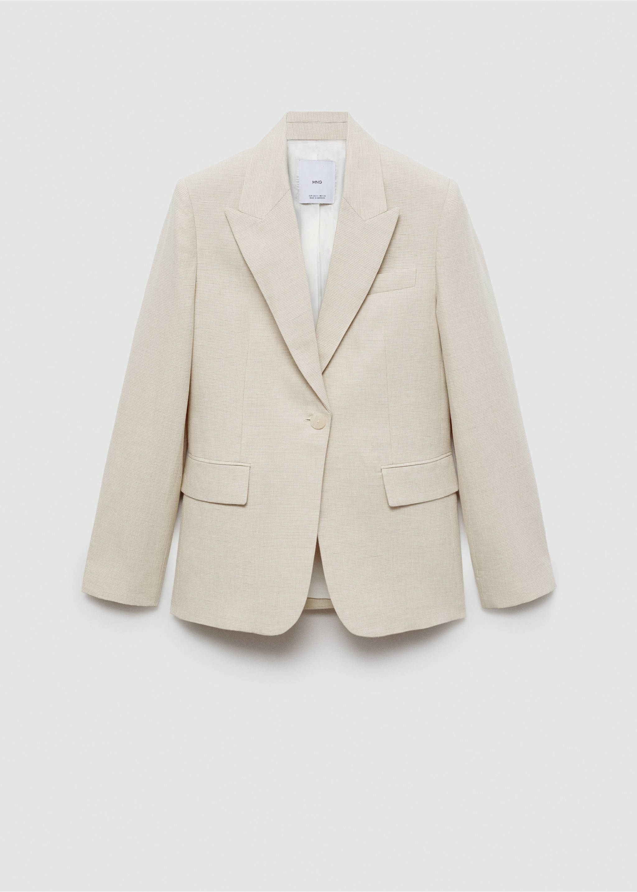 Houndstooth linen jacket - Article without model, Brown. Ref: 67057926-00.