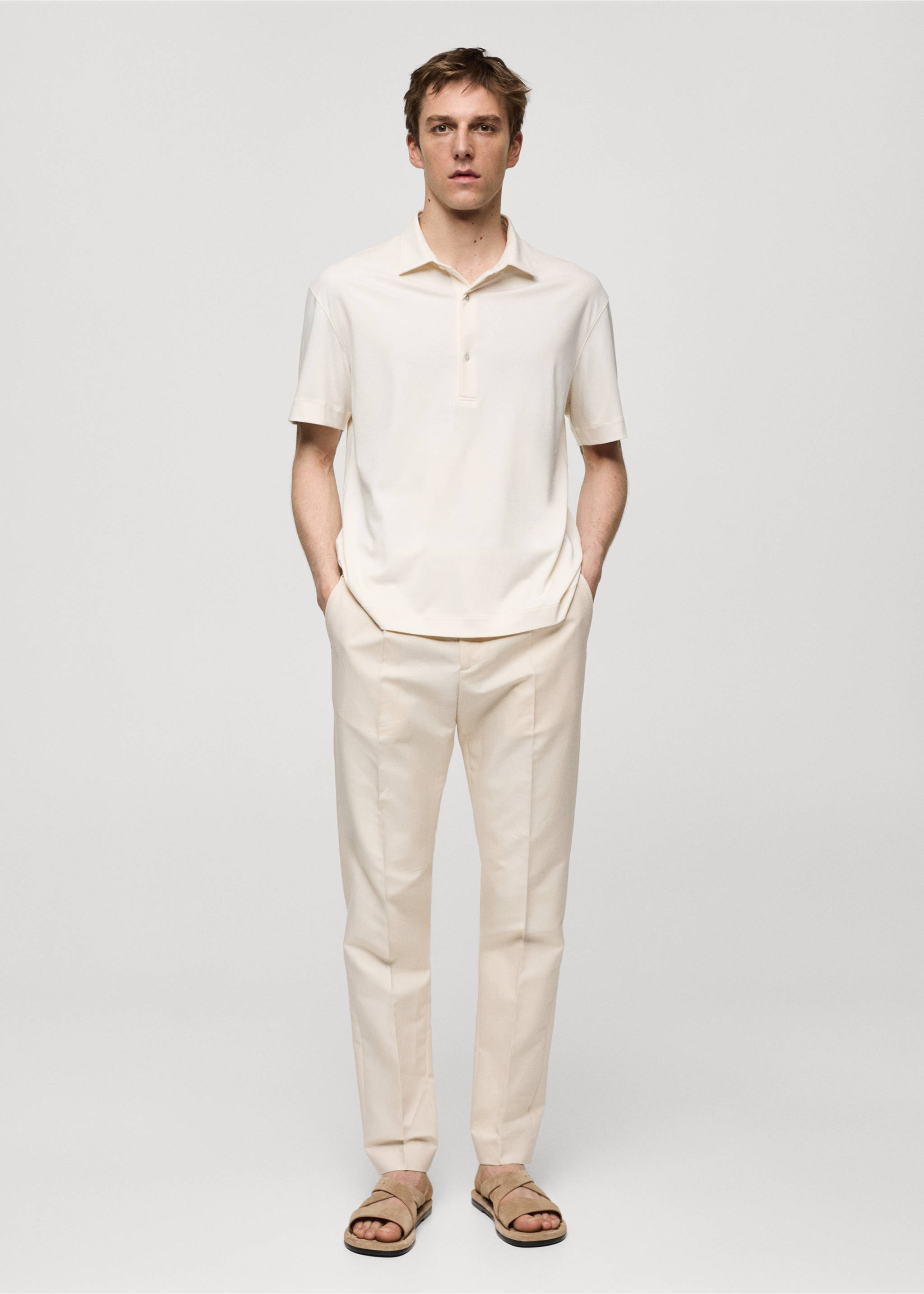 Polo slim-fit 100 % coton - Plan général, Écru. Ref: 67057929-00.