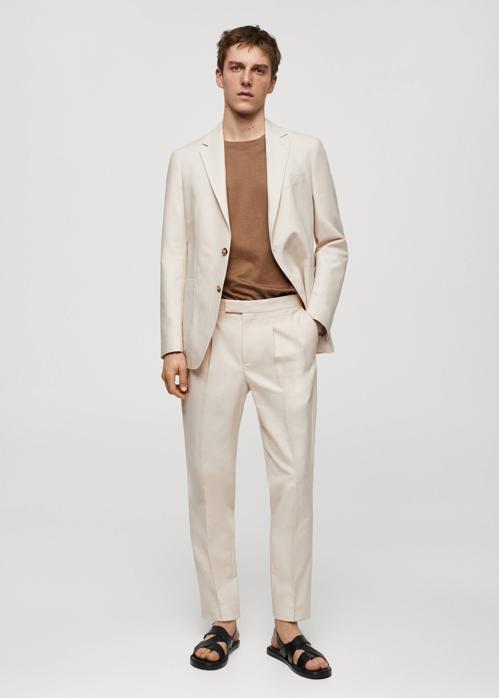 100% cotton slim-fit tailored suit trousers - General plane