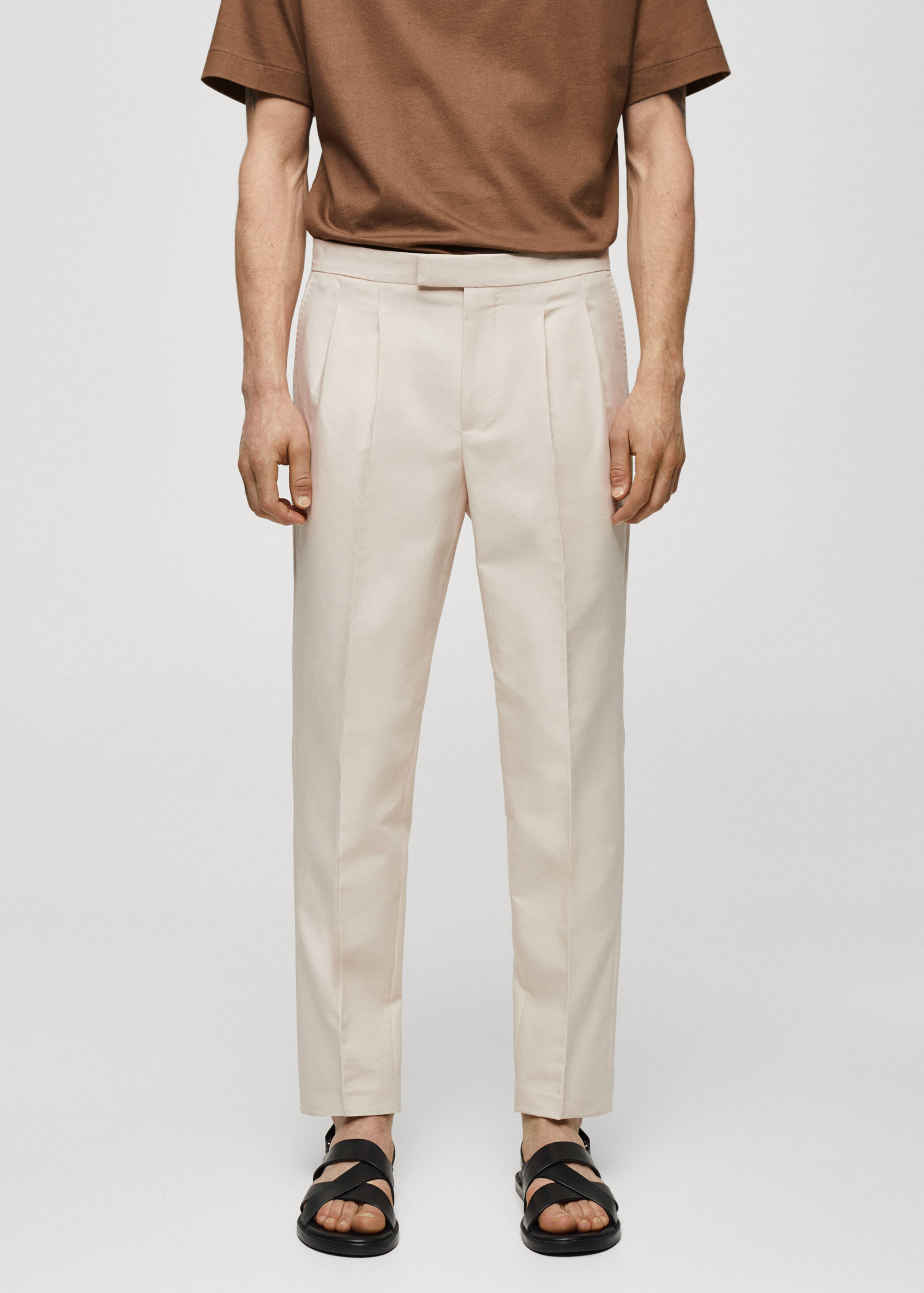 100% cotton slim-fit tailored suit trousers - Medium plane