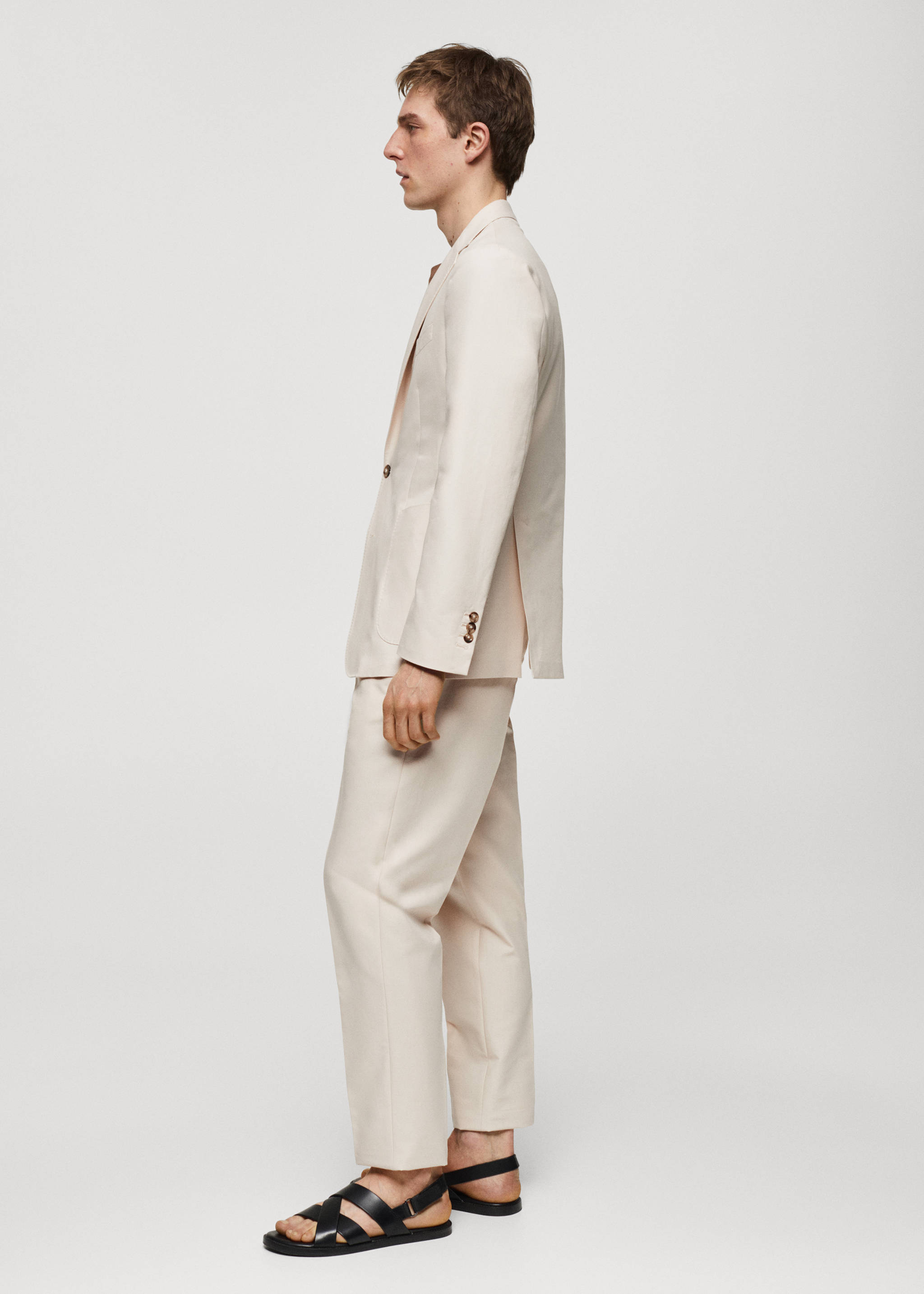 100% cotton slim-fit tailored suit trousers - Details of the article 2