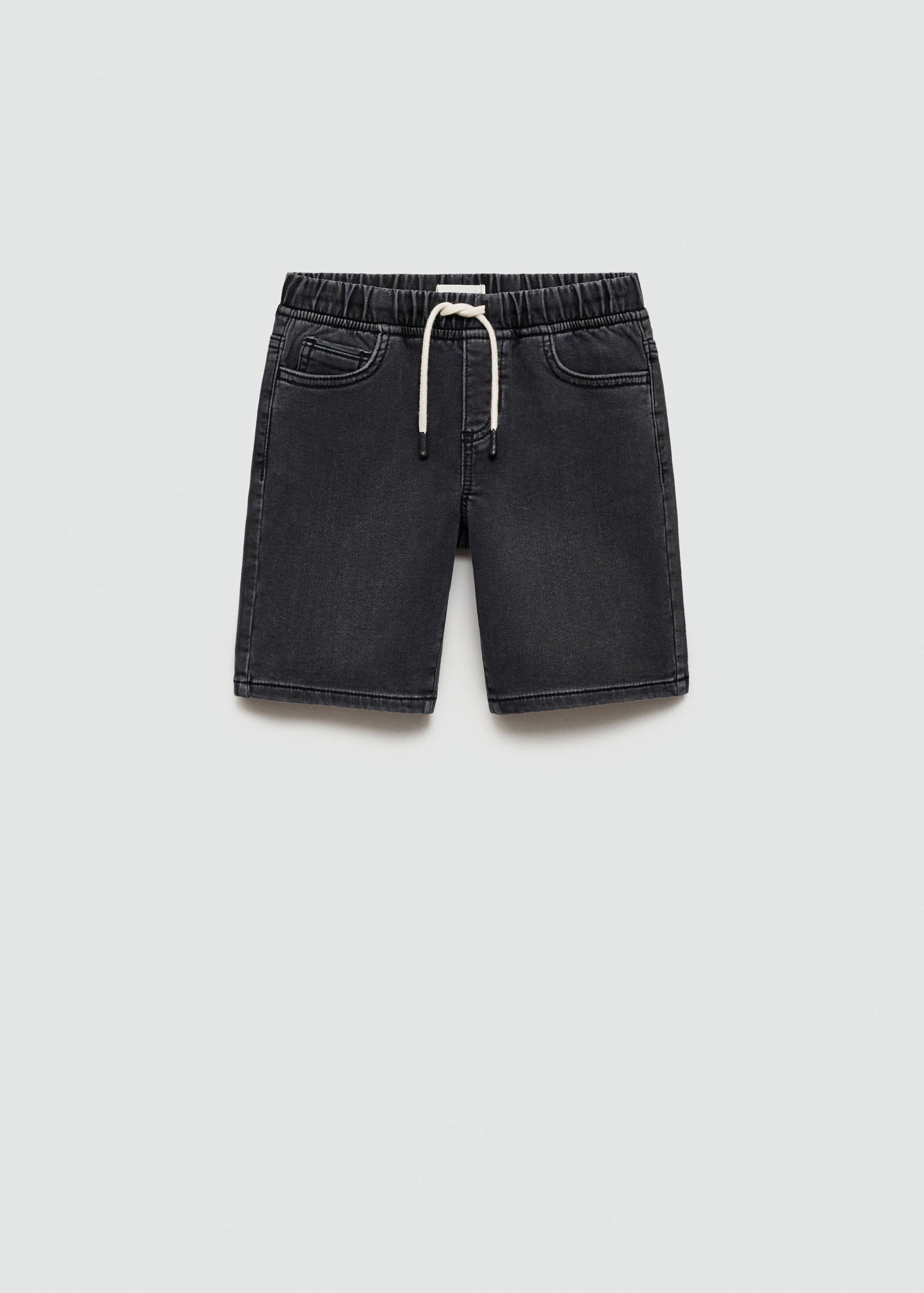 Elastic waist denim Bermuda shorts - Article without model