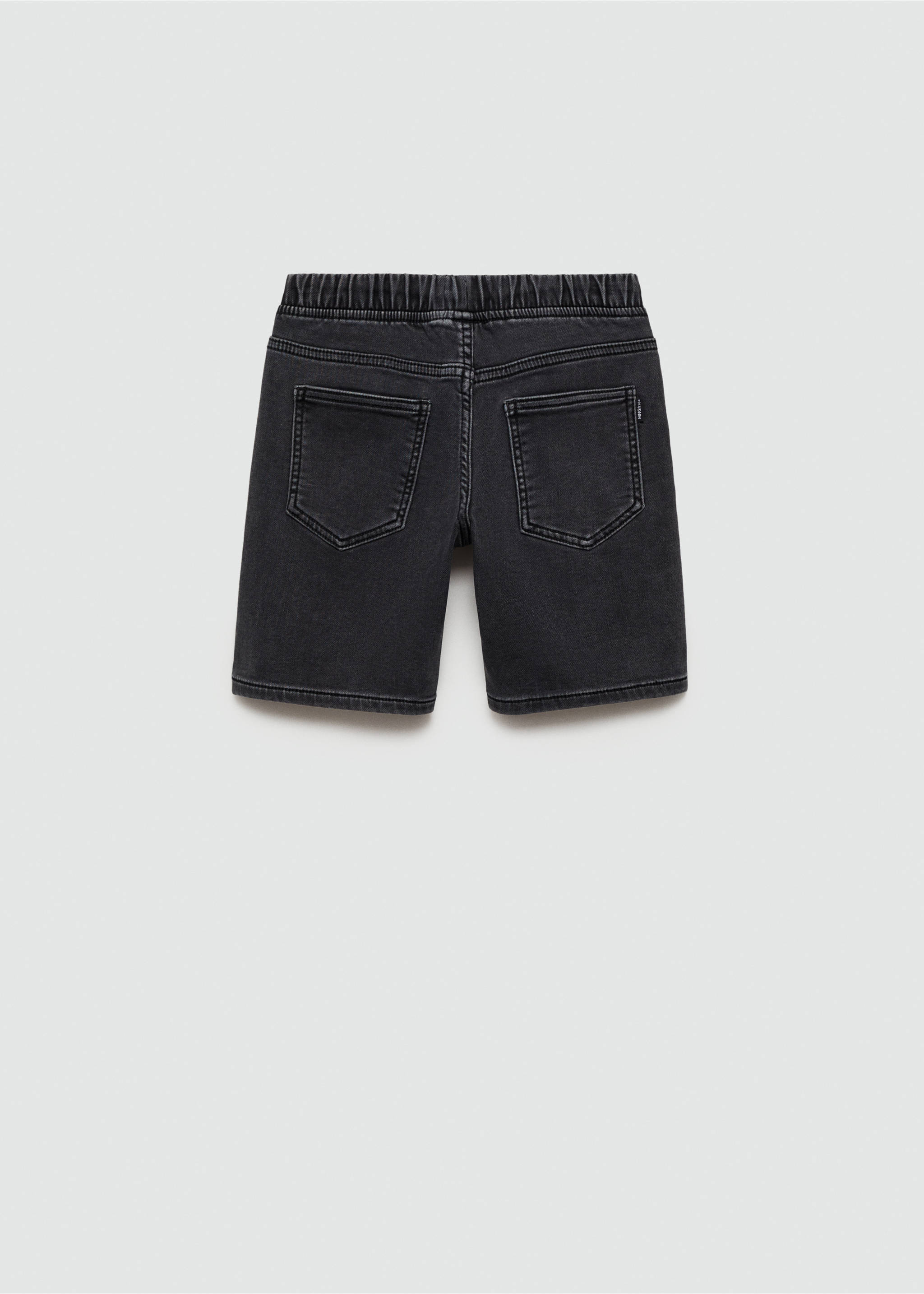 Elastic waist denim Bermuda shorts - Reverse of the article, Black denim. Ref: 67058271-00.
