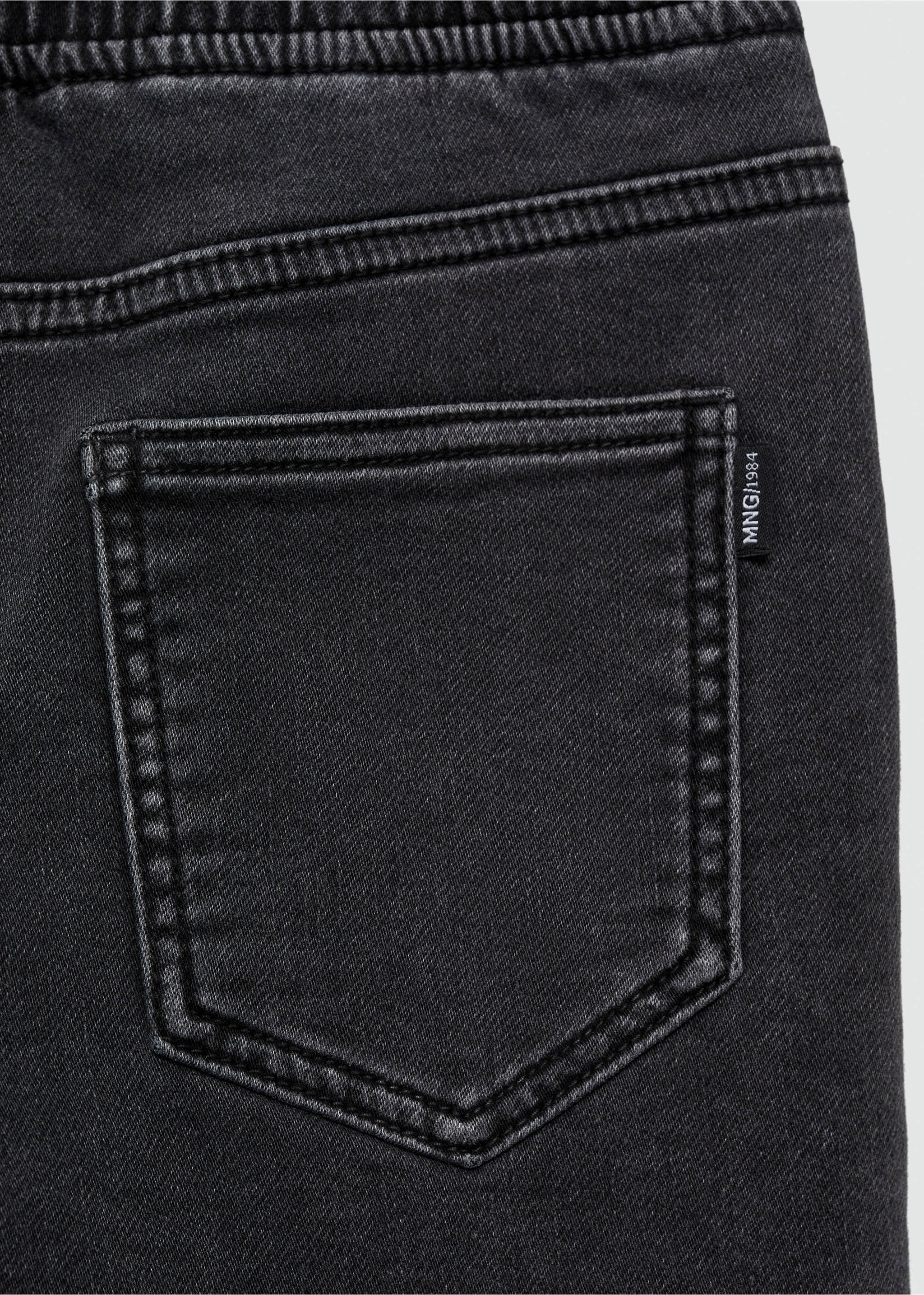 Elastic waist denim Bermuda shorts - Details of the article 0, Black denim. Ref: 67058271-00.