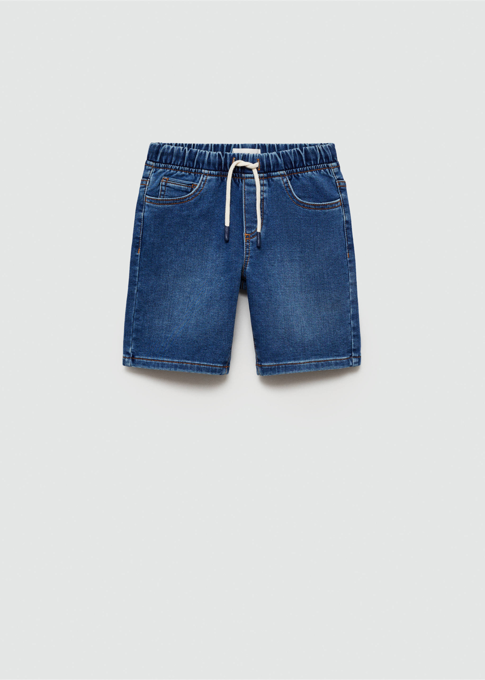 Elastic waist denim Bermuda shorts - Article without model, Dark Blue. Ref: 67058271-00.
