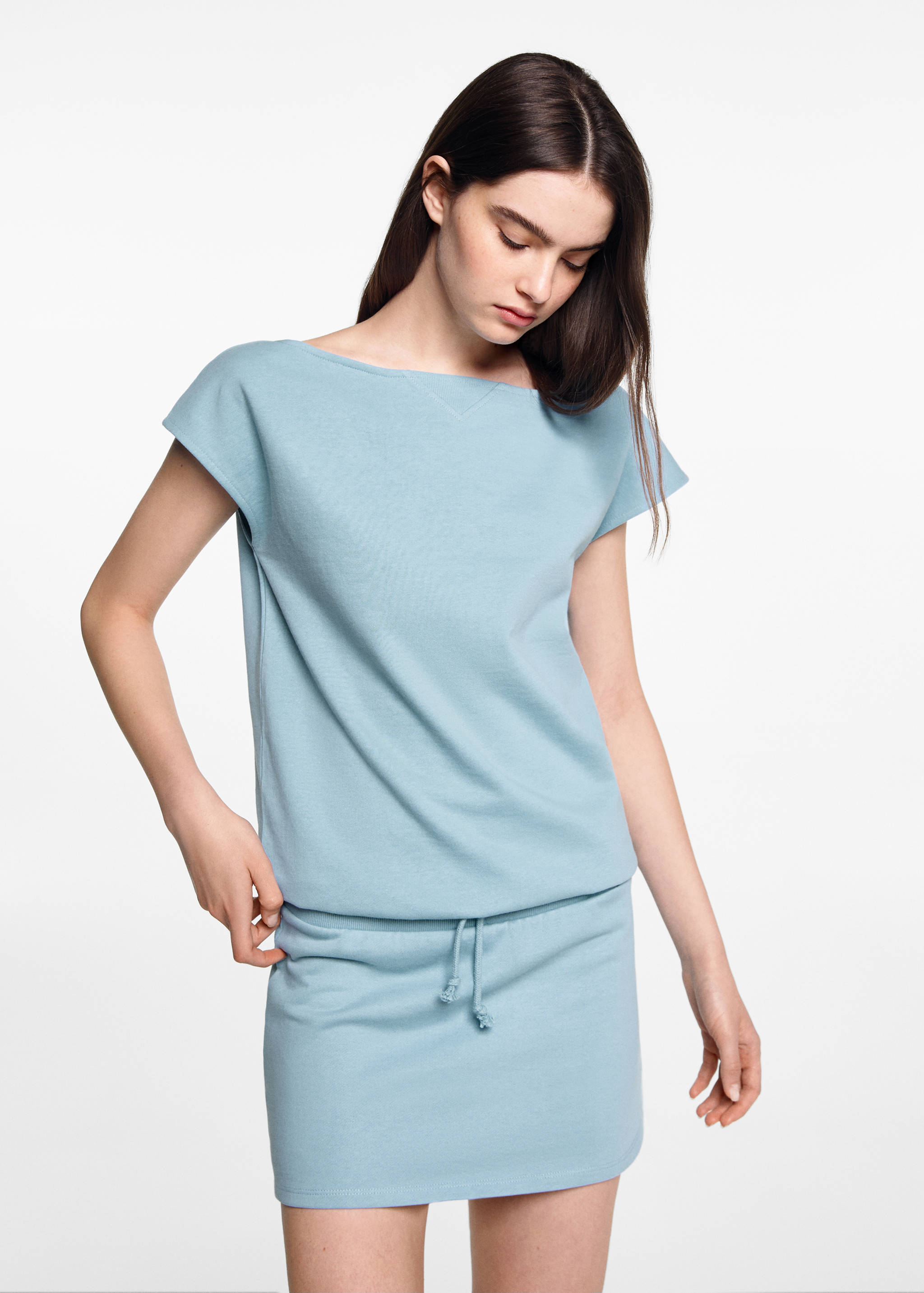 Robe coton taille élastique - Plan moyen