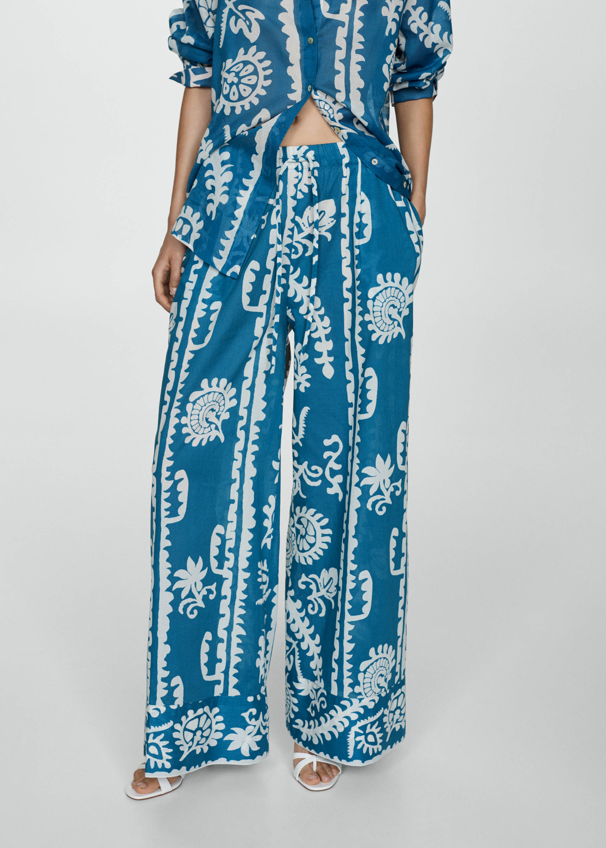 Wide leg printed pants - Medium plane