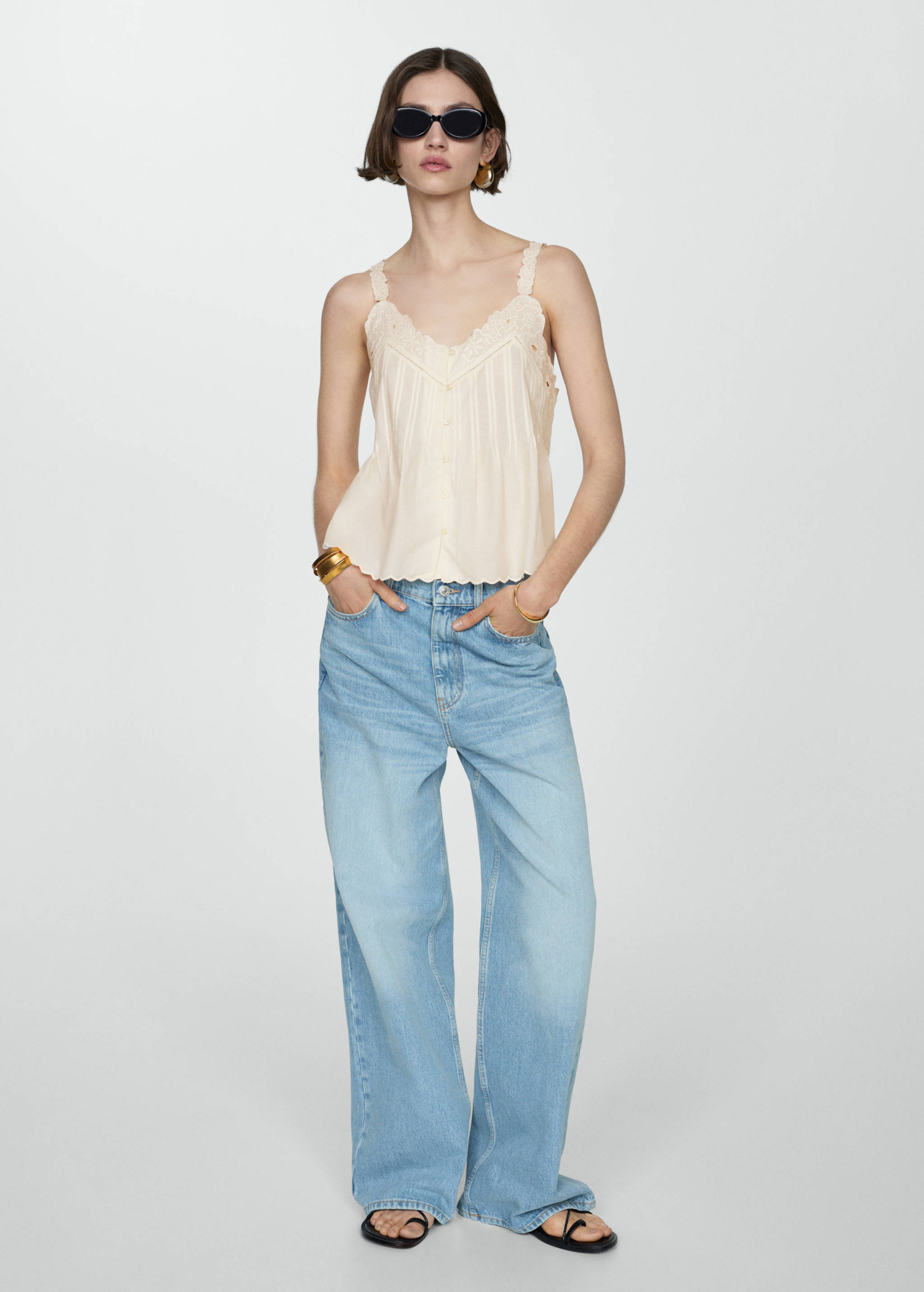 Embroidered strap top - General plane