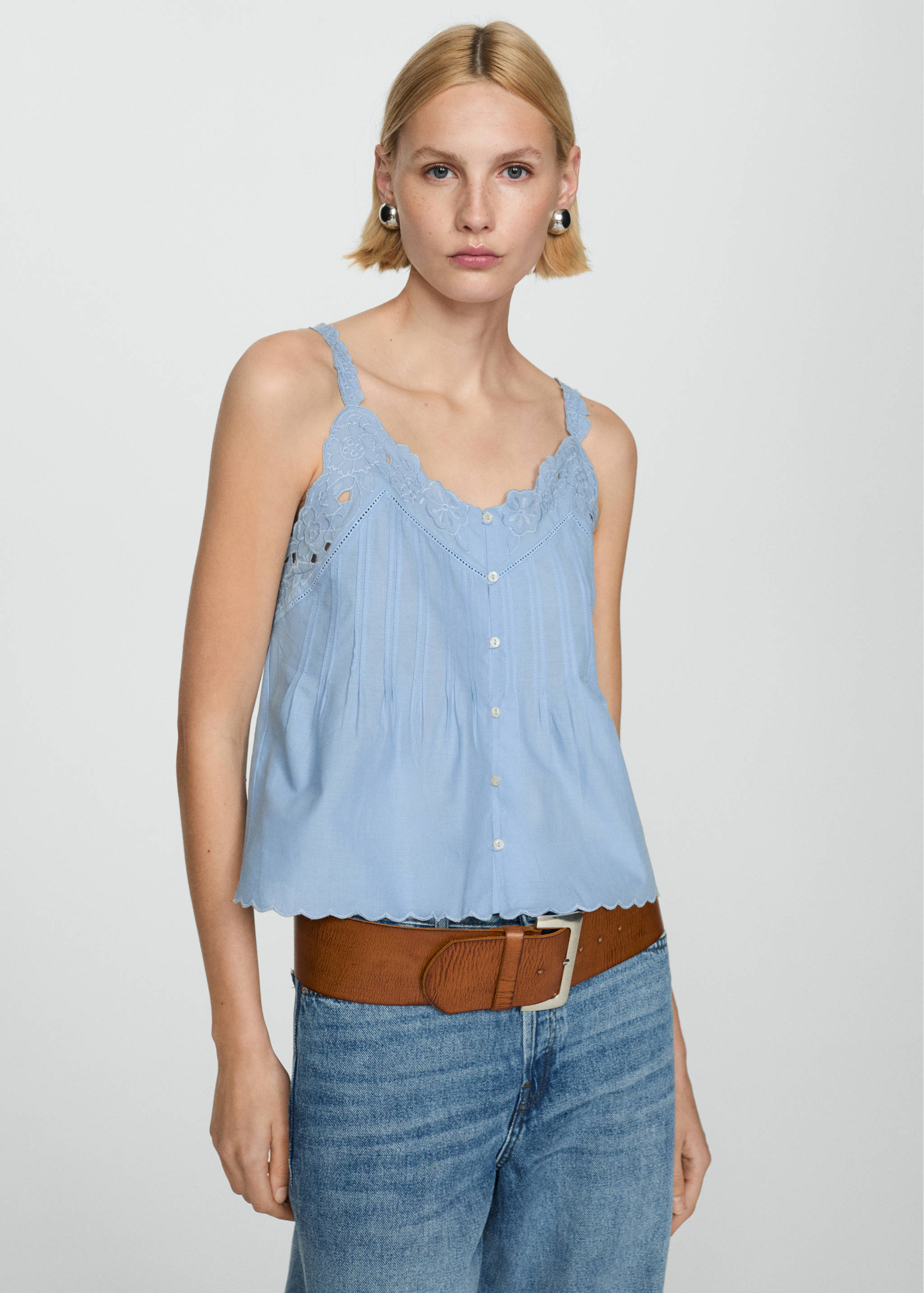 Embroidered strap top - Medium plane