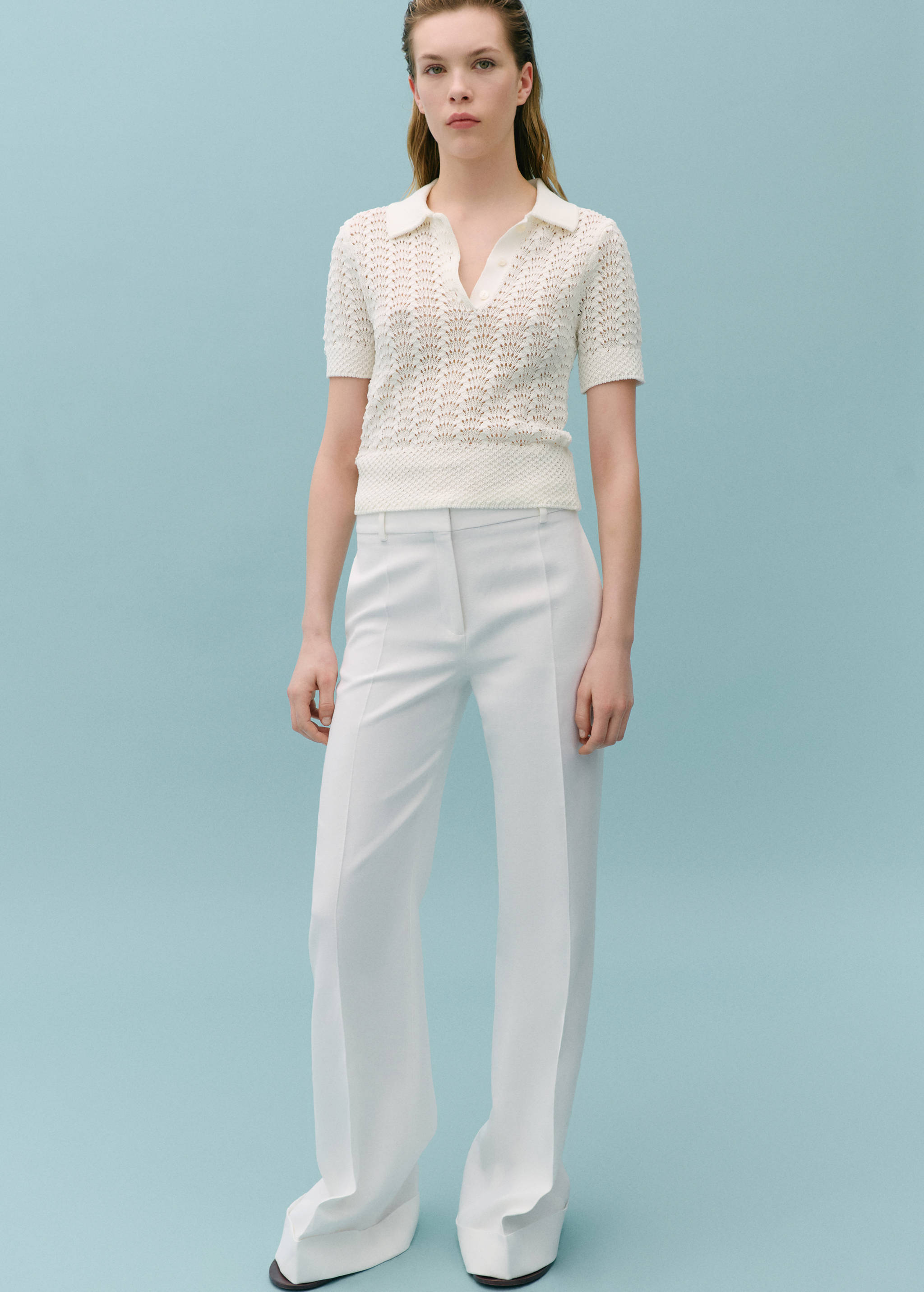 Jersey crochet cuello polo - Plano general