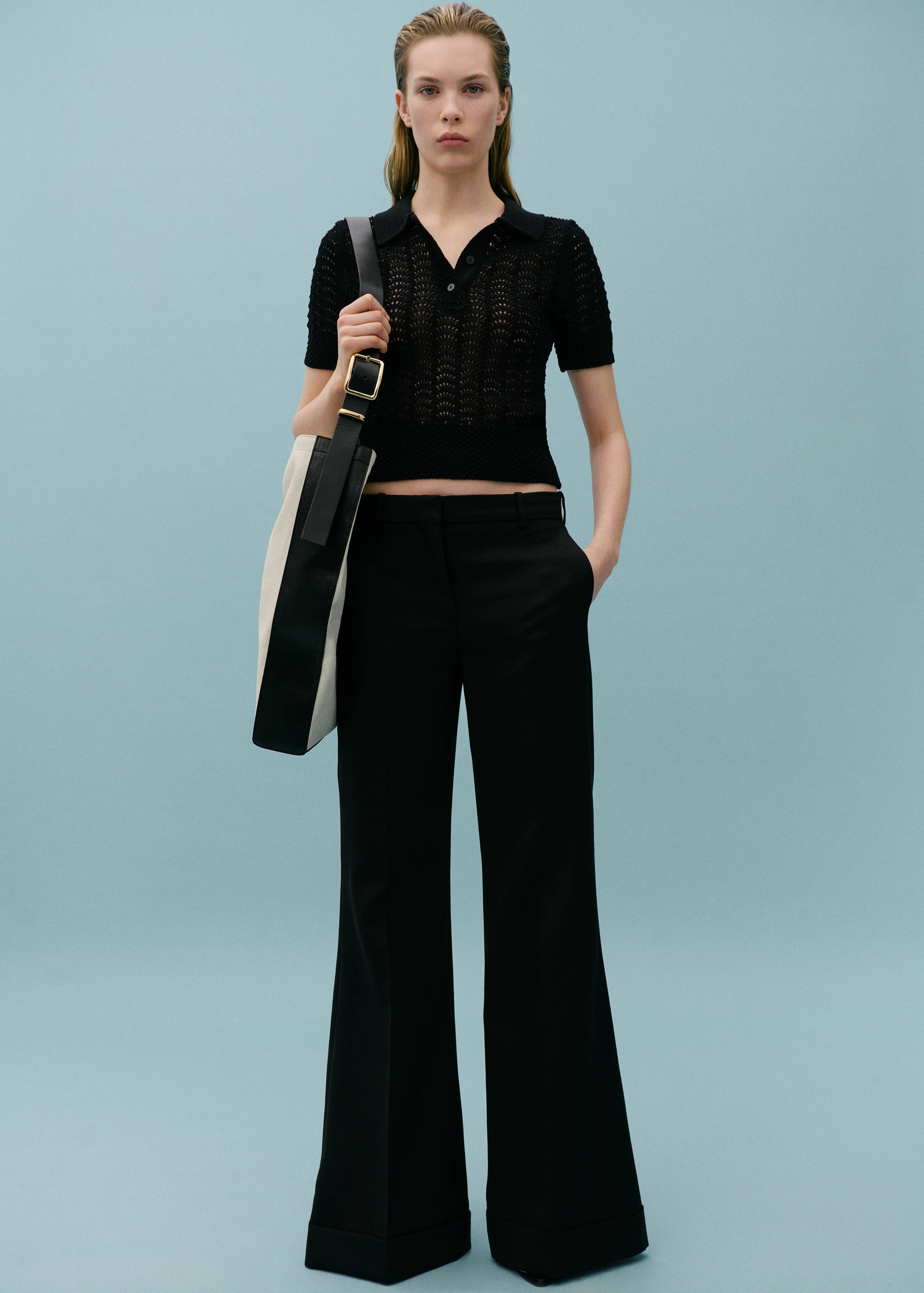 Jersey crochet cuello polo - Plano general