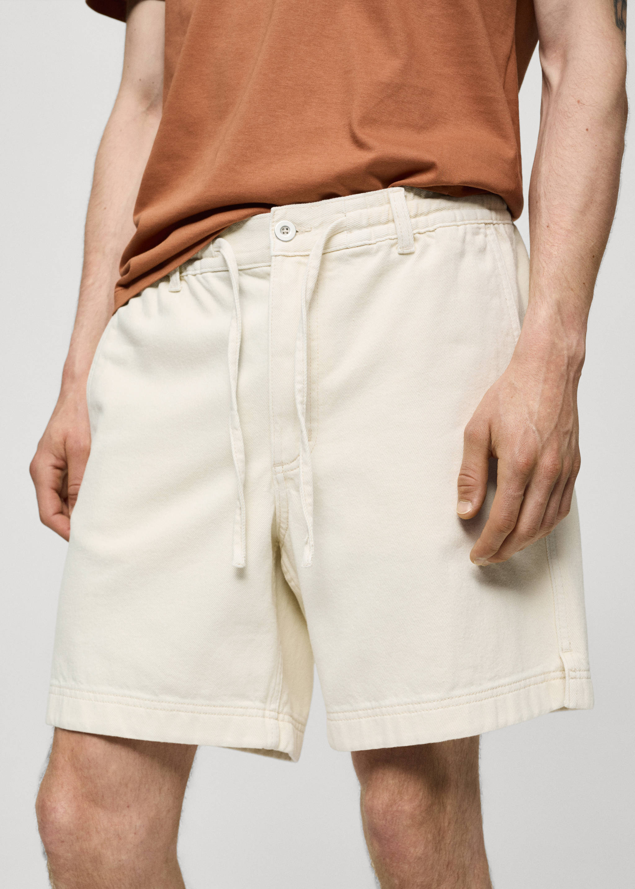 100% cotton bermuda shorts with drawstring - Details of the article 1