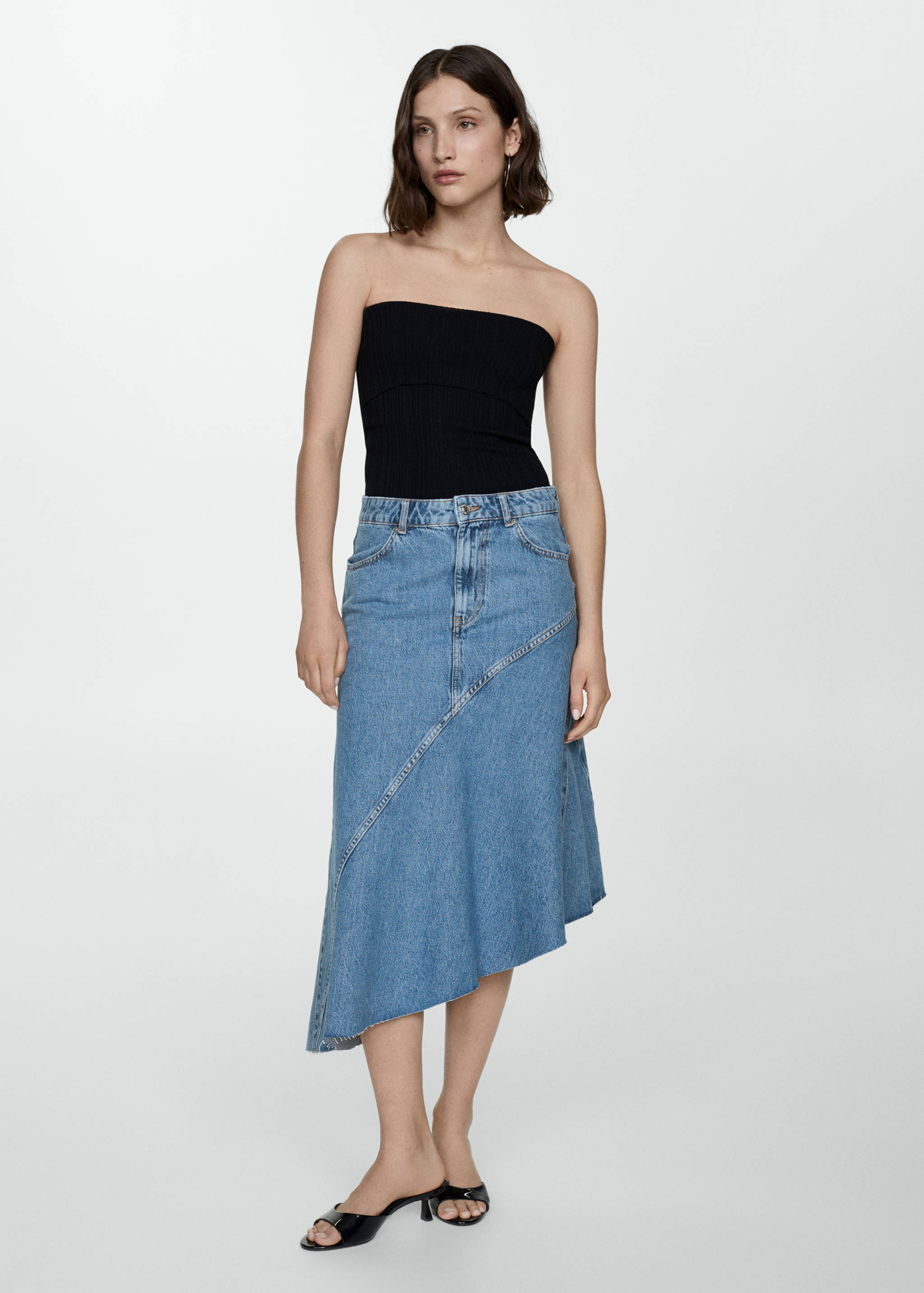 Asymmetrical denim skirt - General plane
