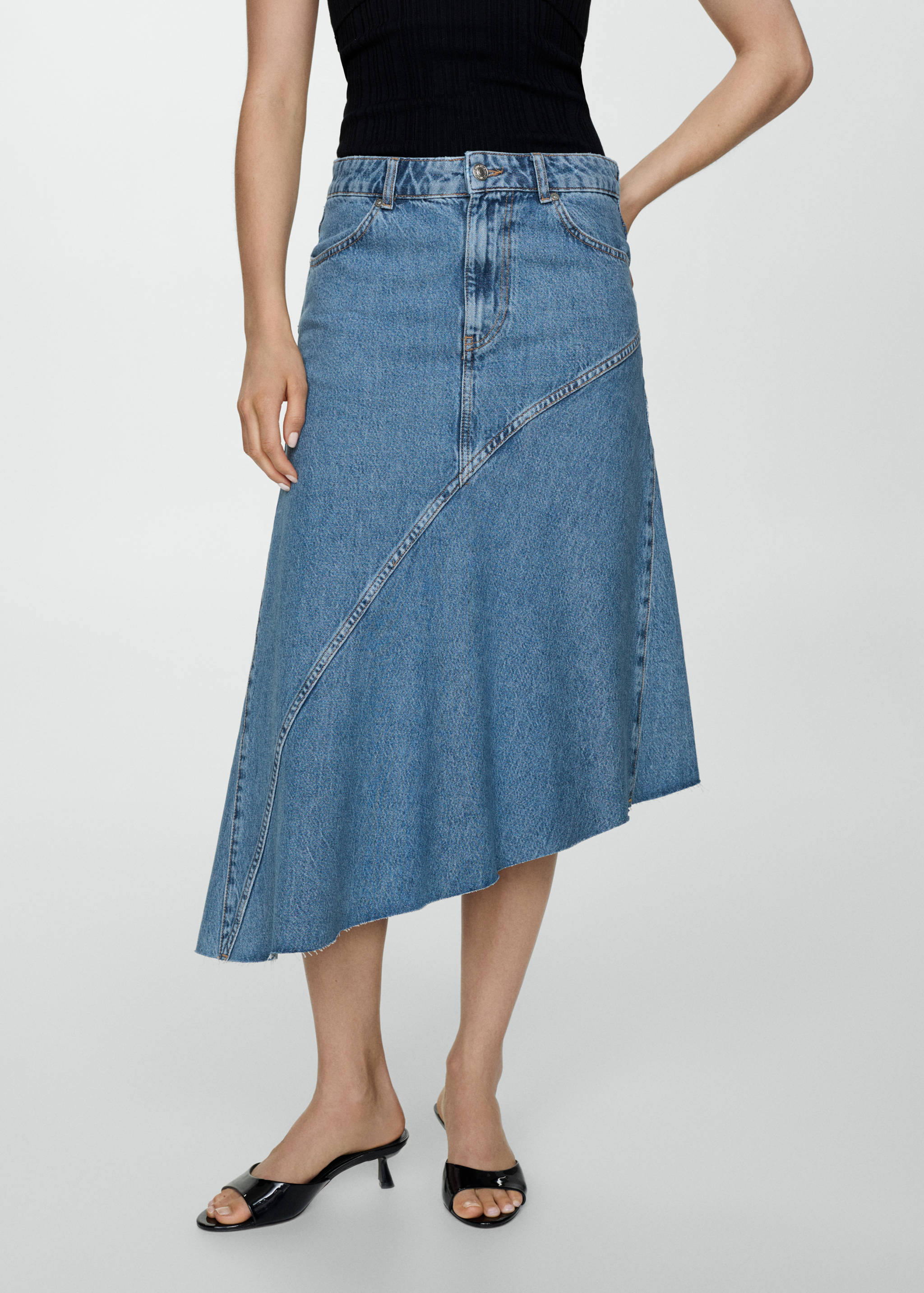 Asymmetrical denim skirt - Medium plane