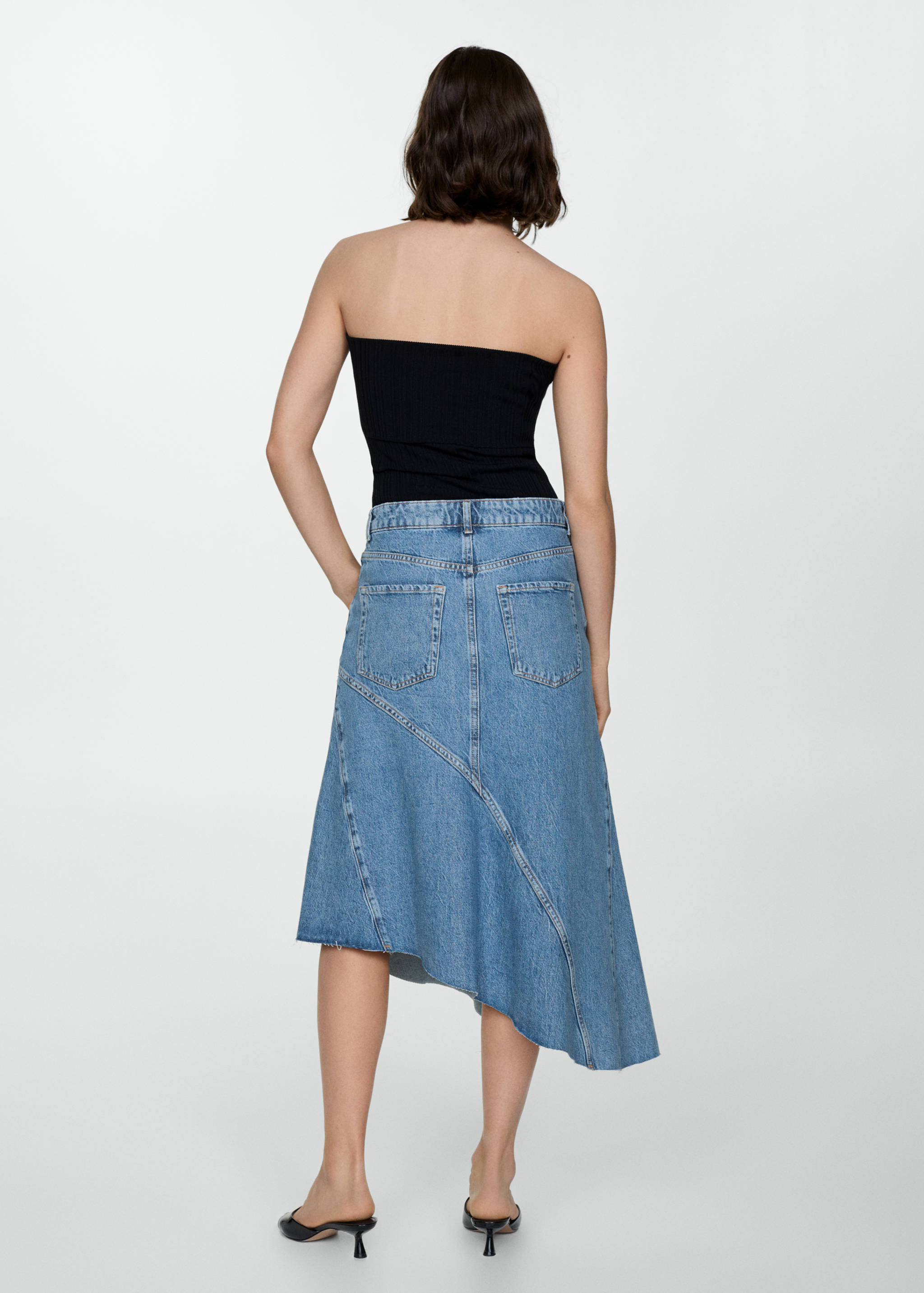 Asymmetrical denim skirt - Reverse of the article