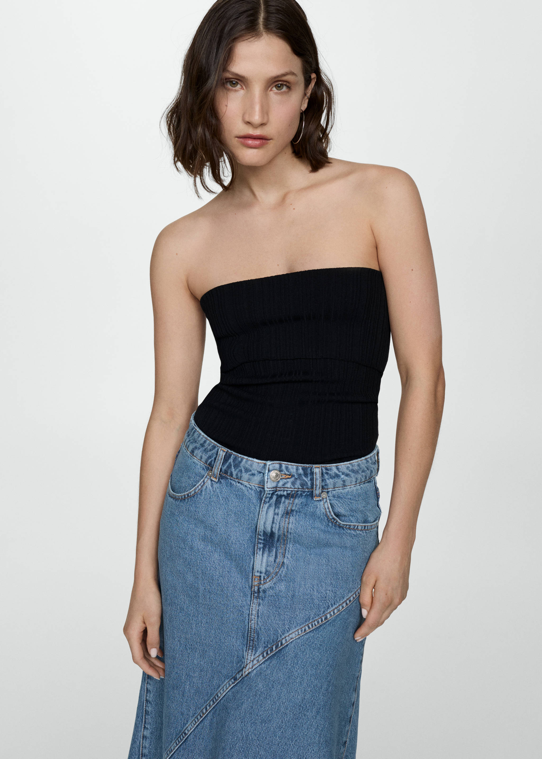 Asymmetrical denim skirt - Details of the article 1