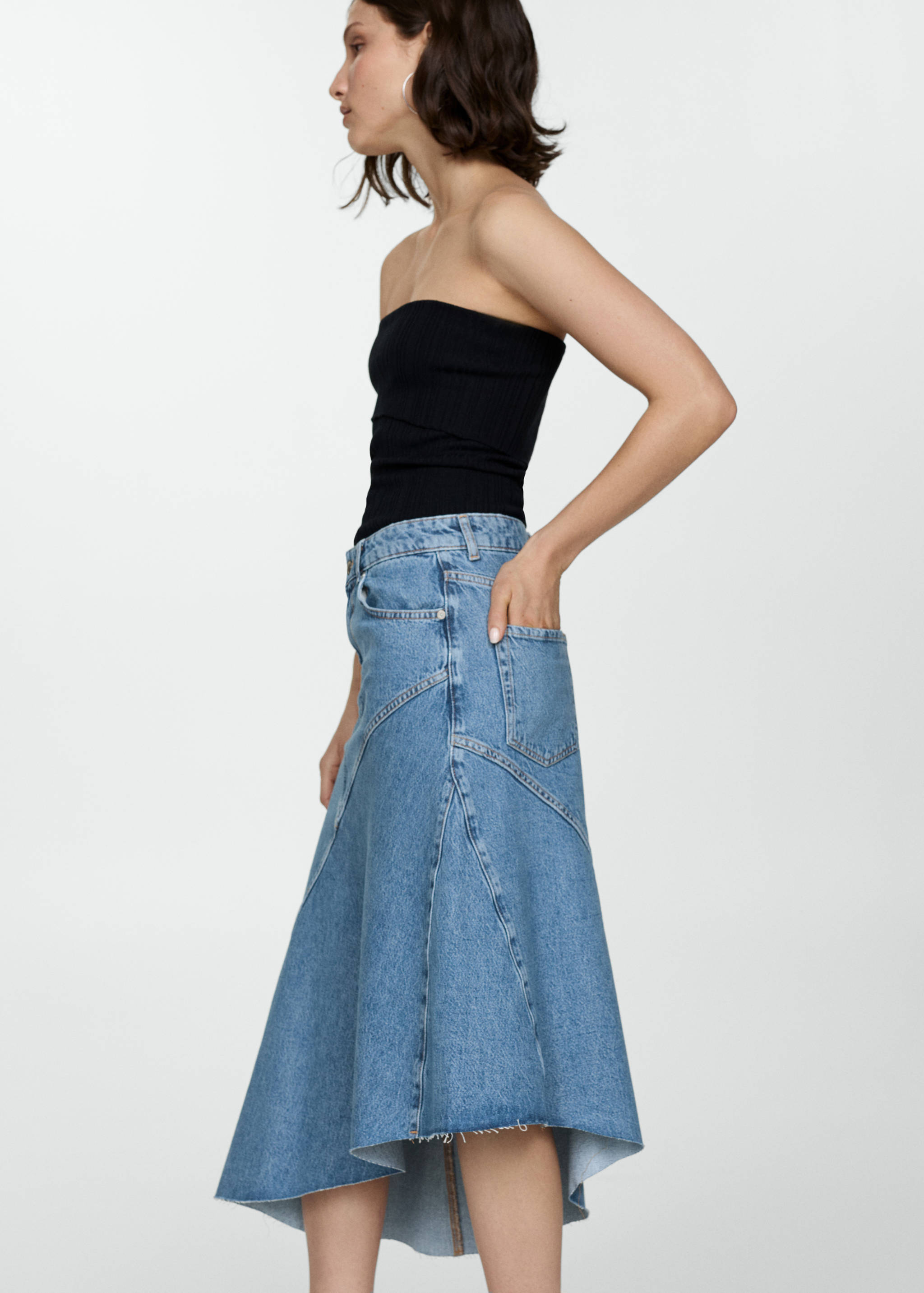 Asymmetrical denim skirt - Details of the article 2