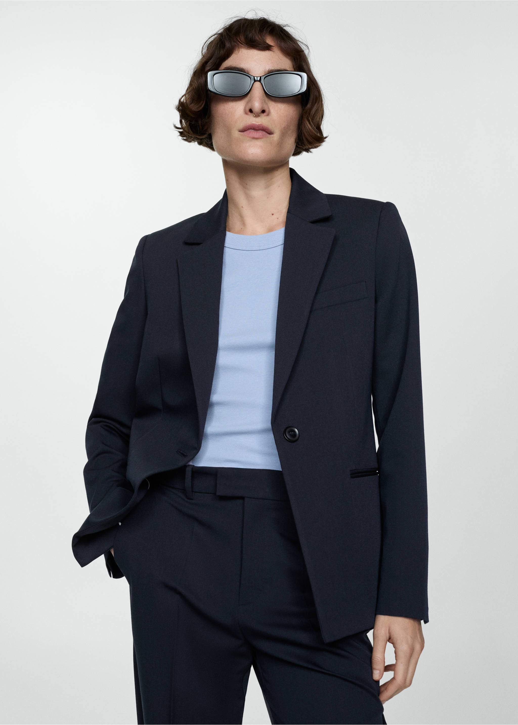 Fitted suit jacket - Medium plane, Dark Navy. Ref: 67059404-00.