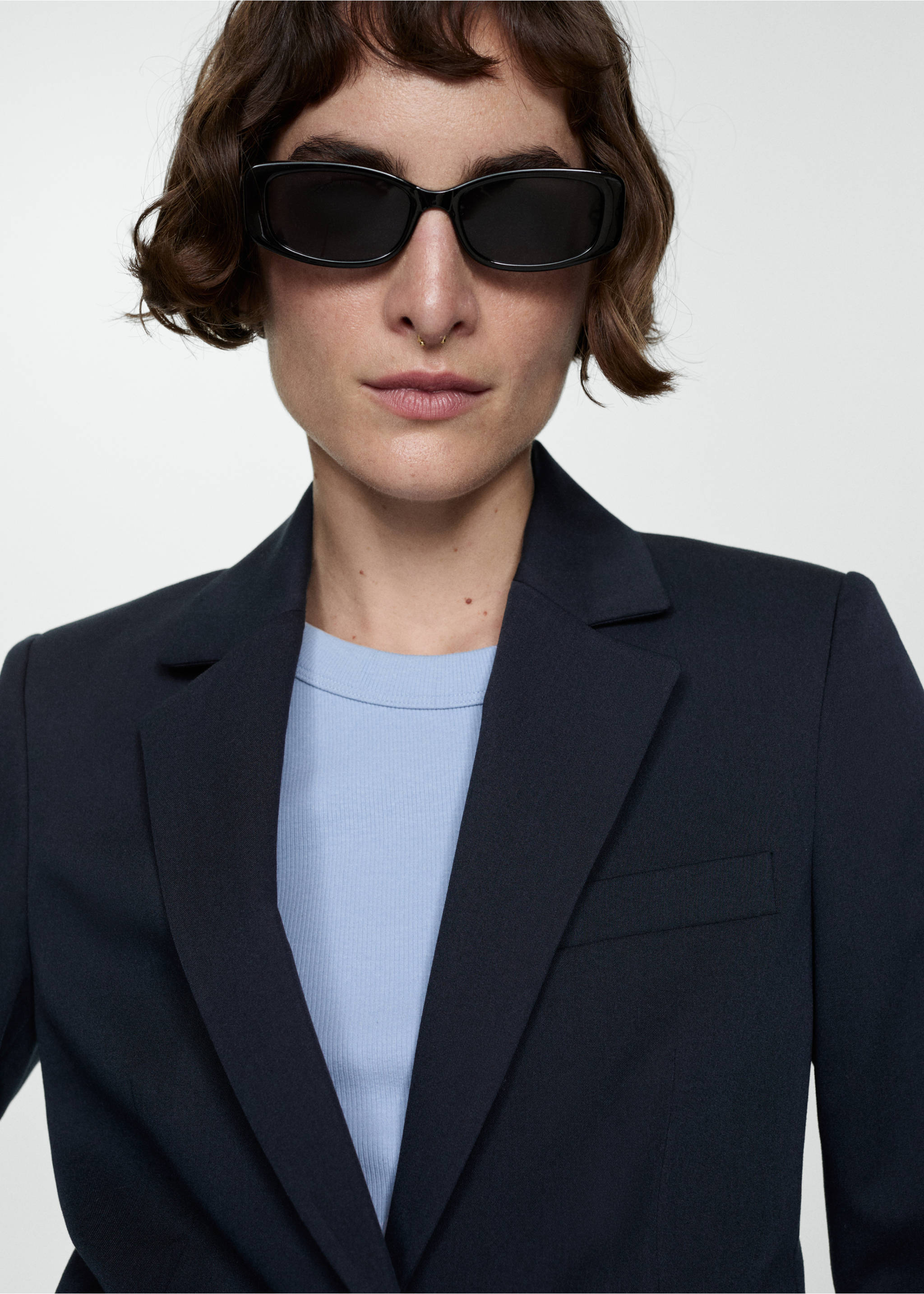 Fitted suit jacket - Details of the article 1, Dark Navy. Ref: 67059404-00.