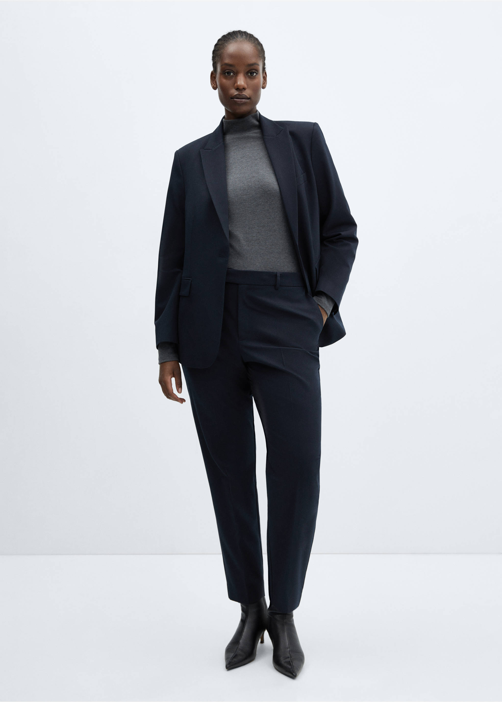 Fitted suit jacket - Details of the article 3, Dark Navy. Ref: 67059404-00.