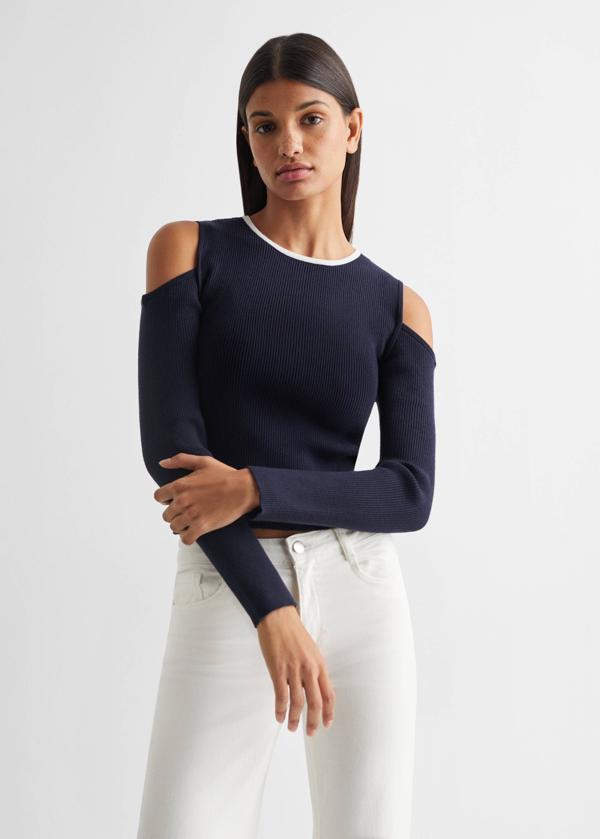 Ribbed sweater with slits - Medium plane