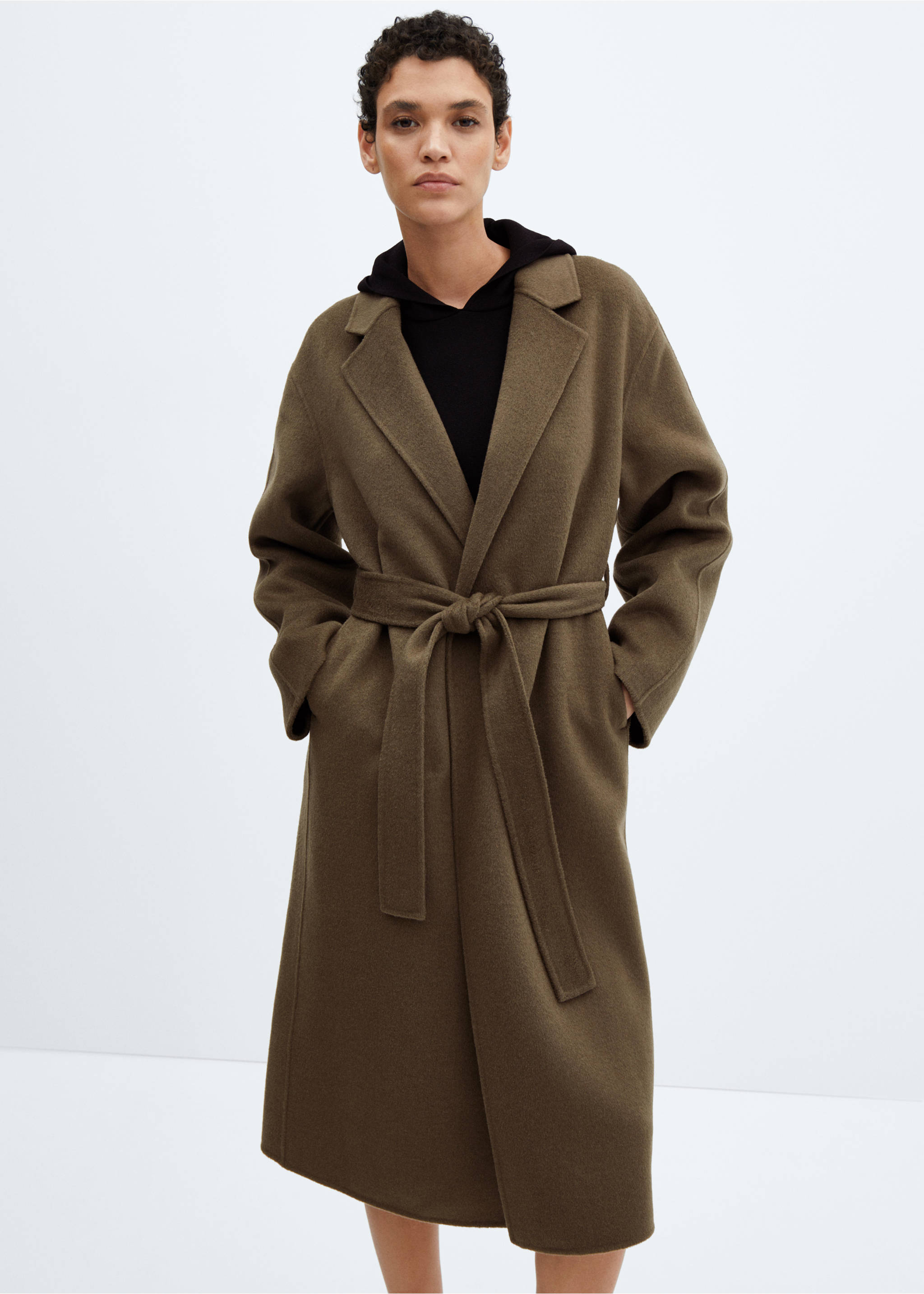 Belt handmade coat - Medium plane, Khaki. Ref: 67060444-00.