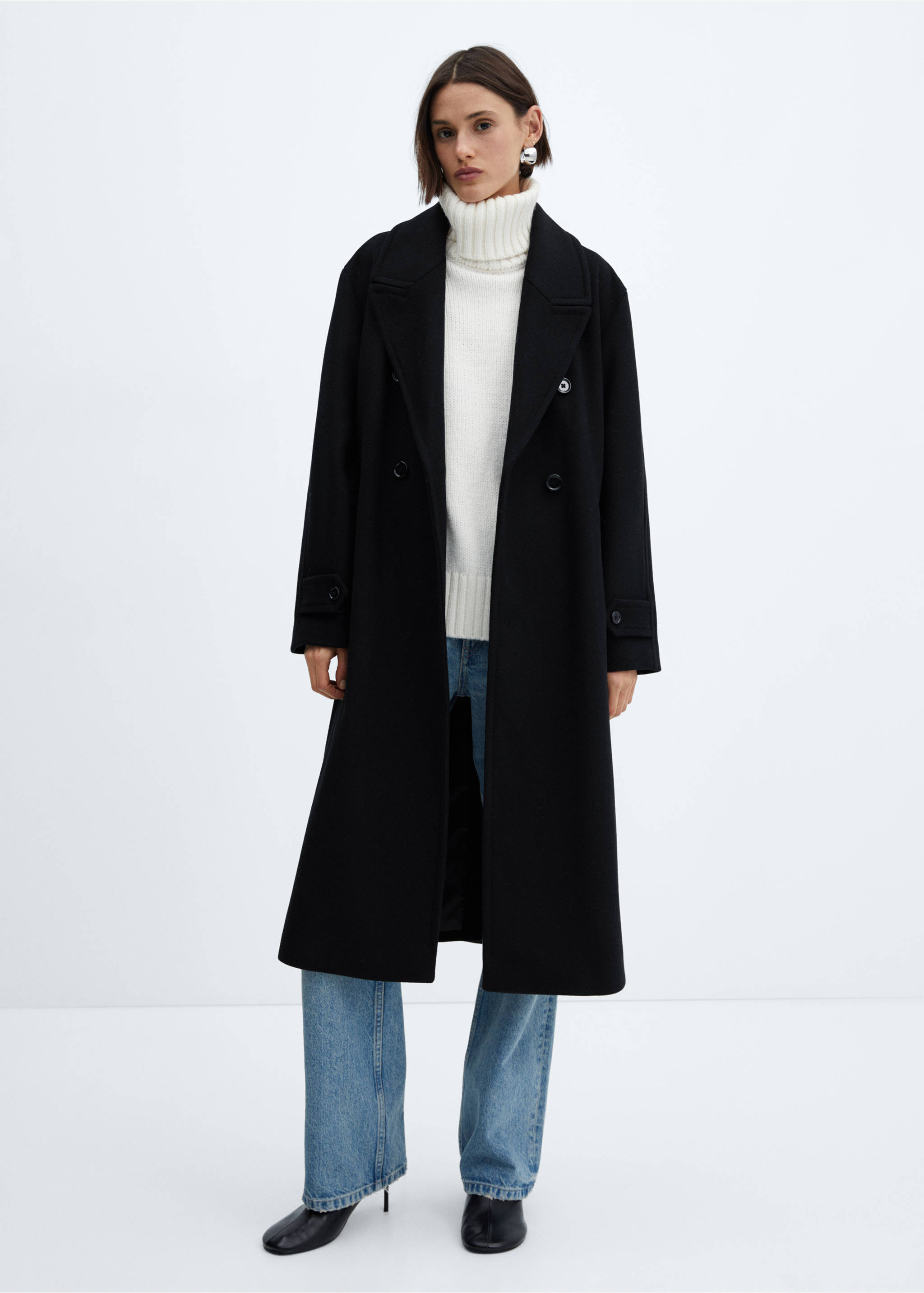 Manteau laine oversize - Plan général, Noir. Ref: 67060448-00.