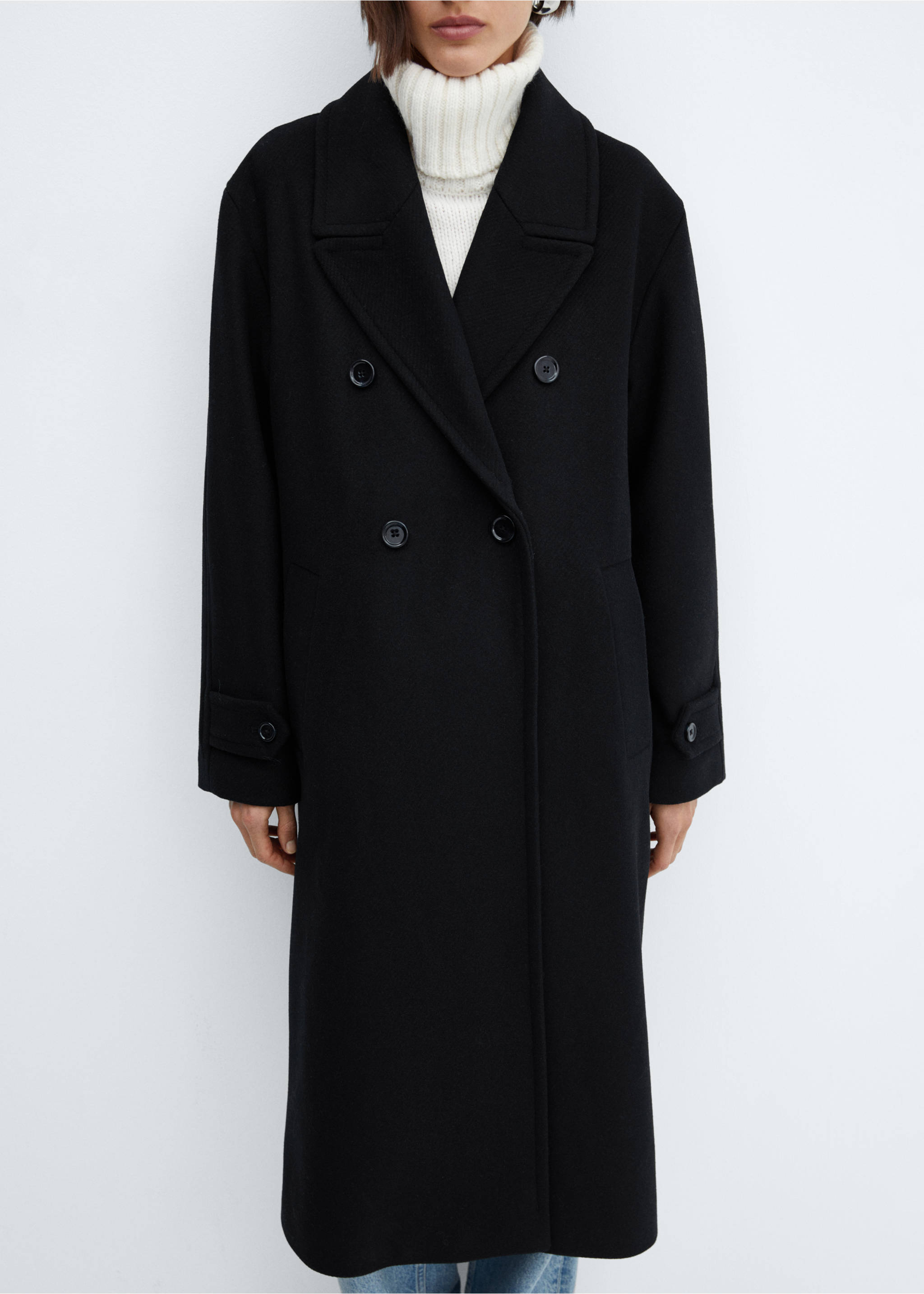 Oversize wool coat - Details of the article 6, Black. Ref: 67060448-00.