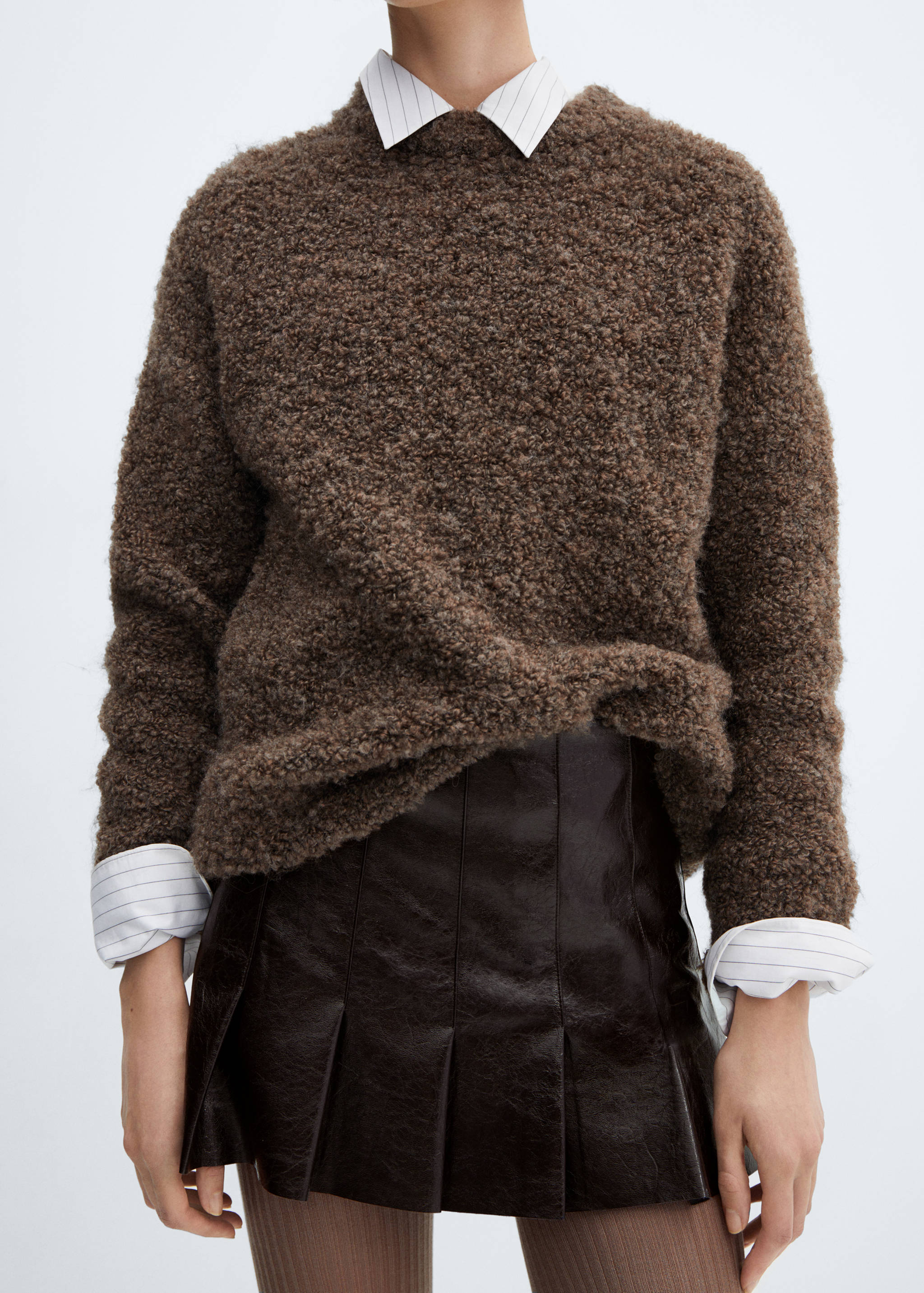 Faux-leather pleated mini-skirt - Medium plane