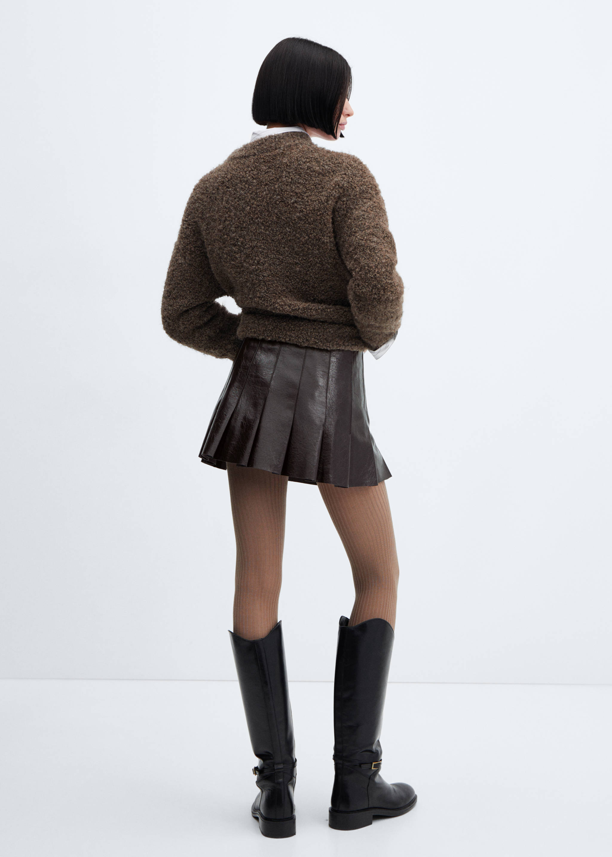 Faux-leather pleated mini-skirt - Reverse of the article