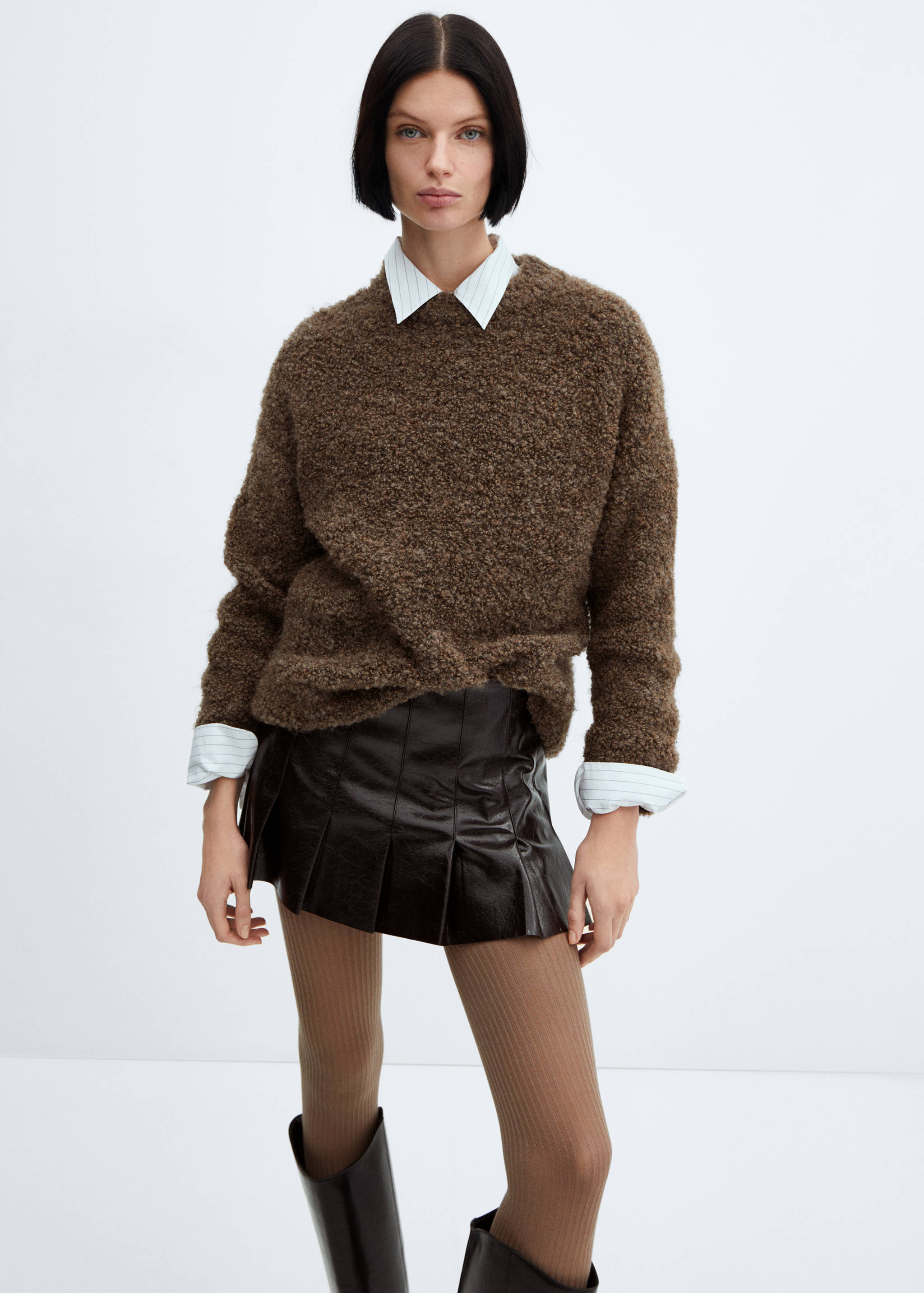 Faux-leather pleated mini-skirt - Details of the article 6