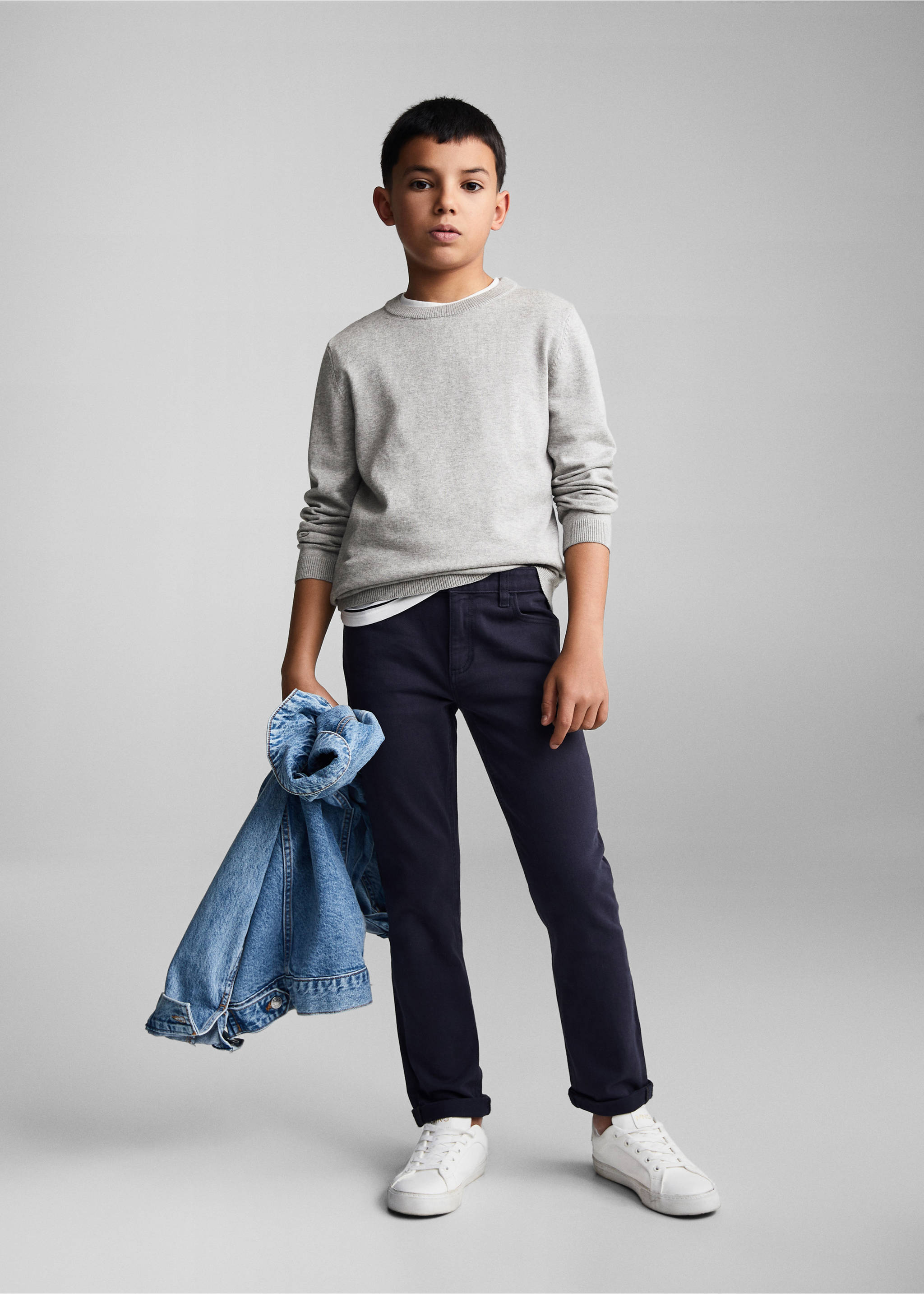 Knit cotton sweater - General plane, Medium Heather Grey. Ref: 67060458-00.