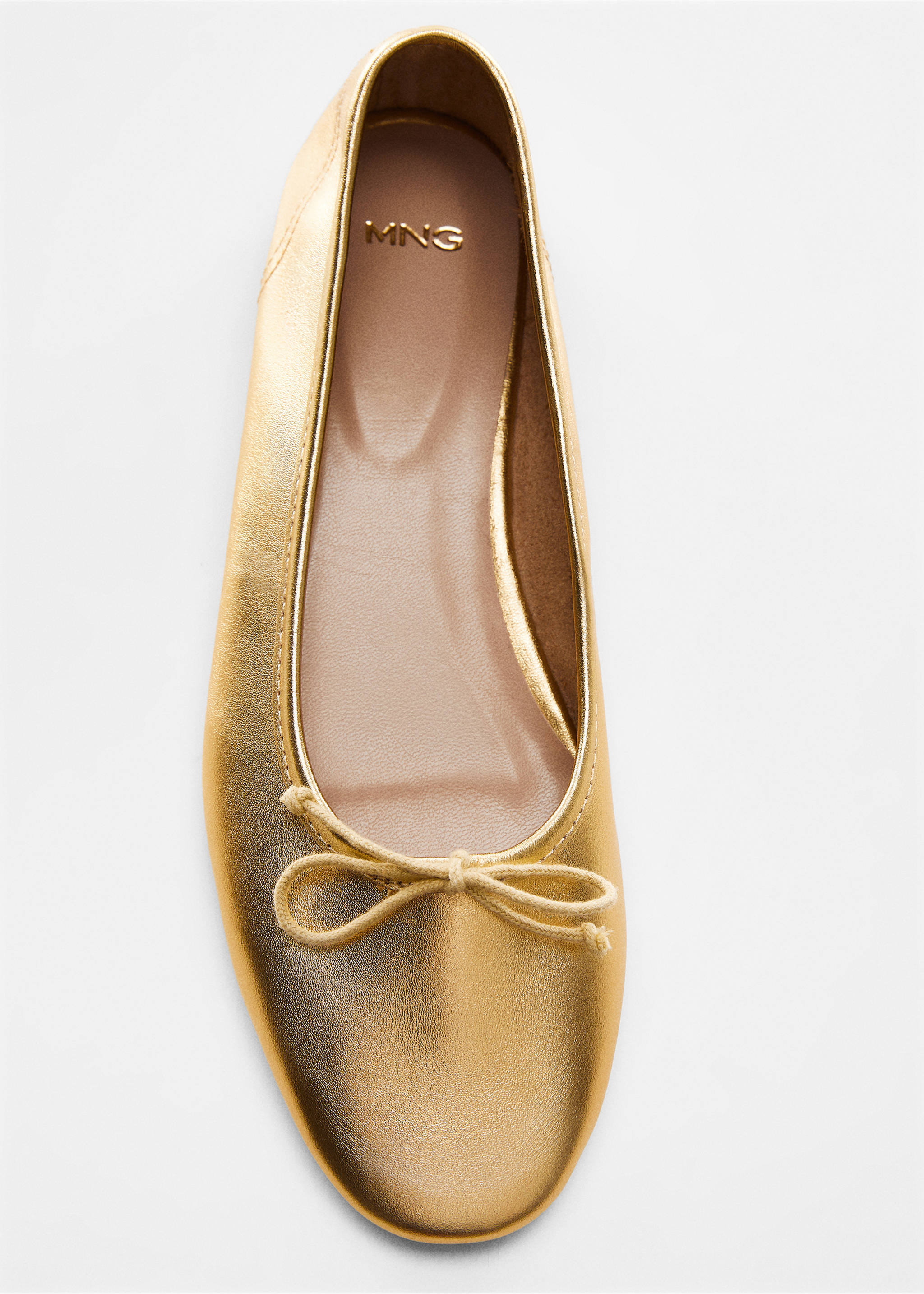 Leather ballet flats with bow - Details of the article 5, Gold. Ref: 67060467-00.