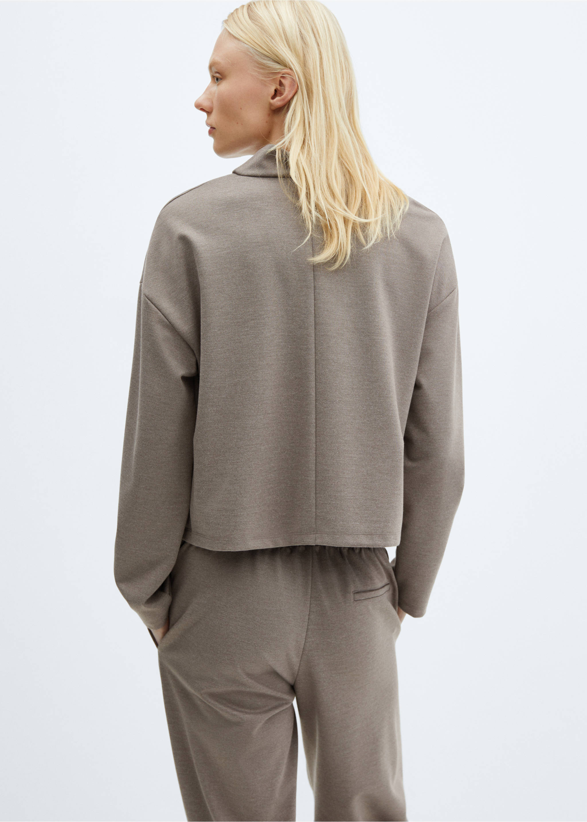 Cowl turtle neck sweatshirt - Reverse of the article, Medium Brown. Ref: 67060469-00.