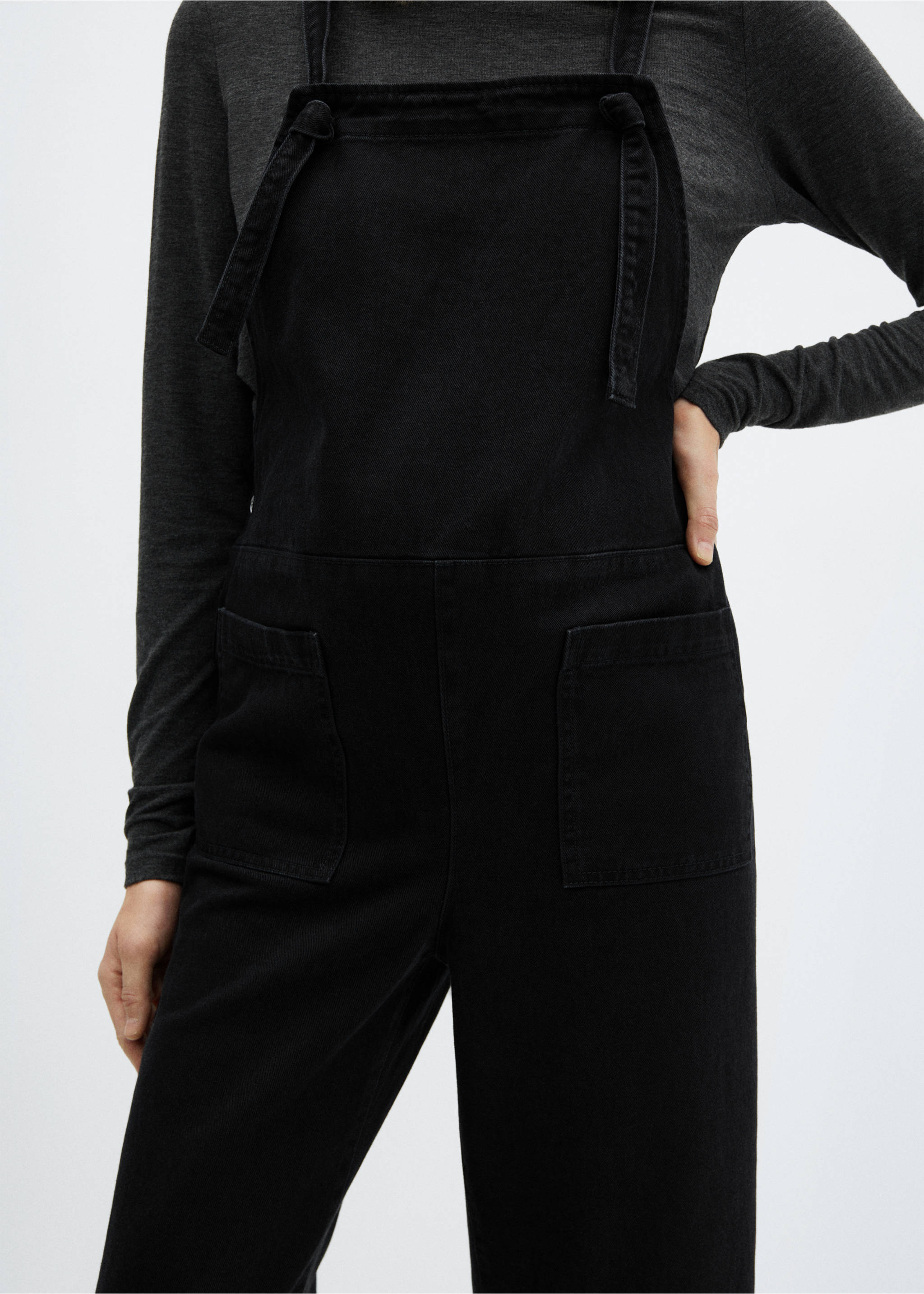 Salopette de grossesse en jean - Détail de l'article 3, Black denim. Ref: 67060476-00.