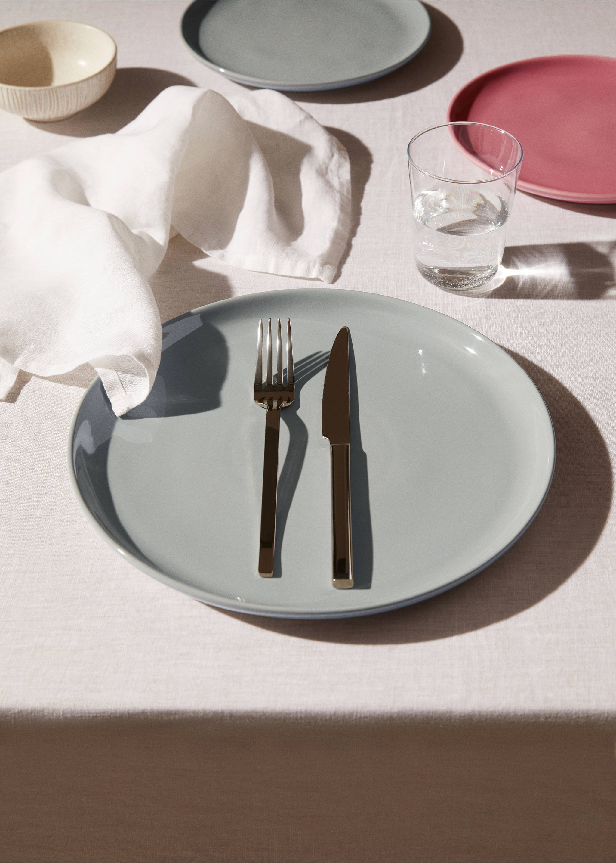 Stoneware dinner plate - General plane, Grey. Ref: 67060477-00.