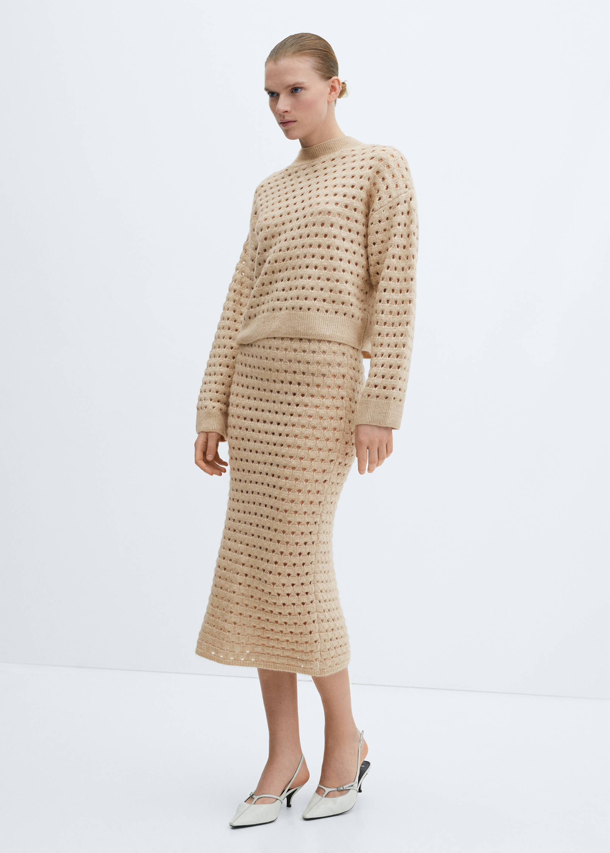 Falda punto detalles calados - Plano general