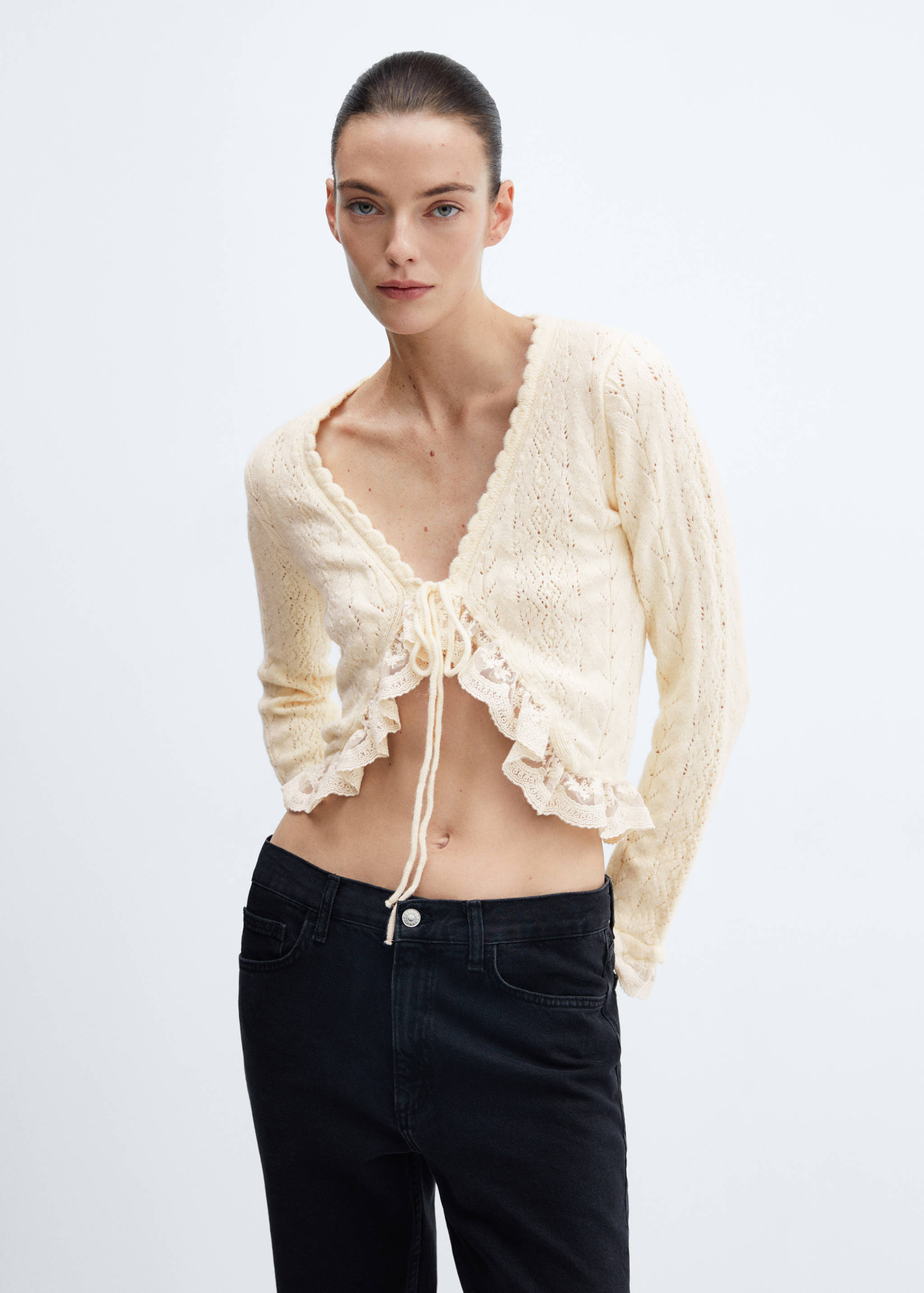 Ruffled knot cardigan - Medium plane