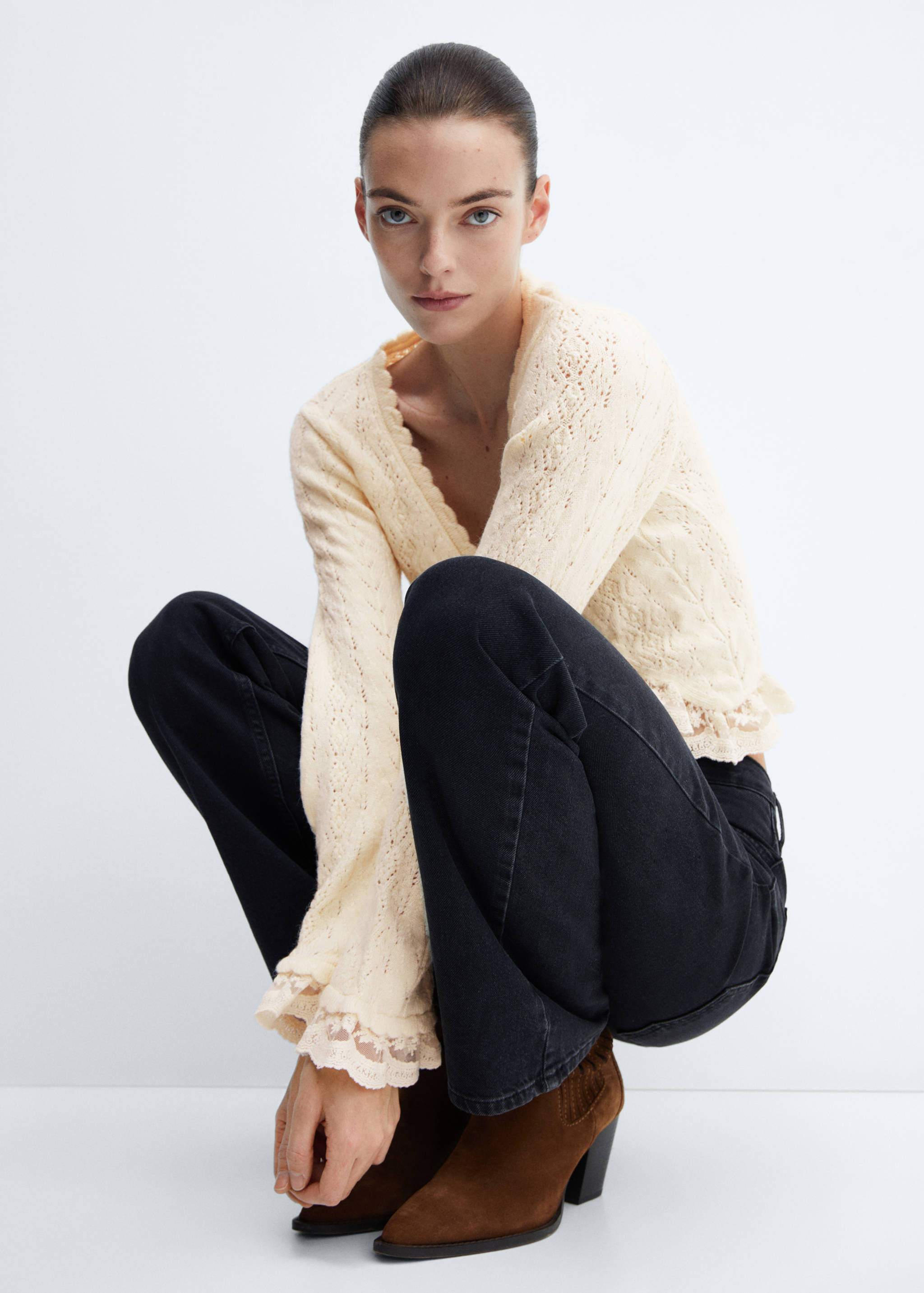 Ruffled knot cardigan - Details of the article 2