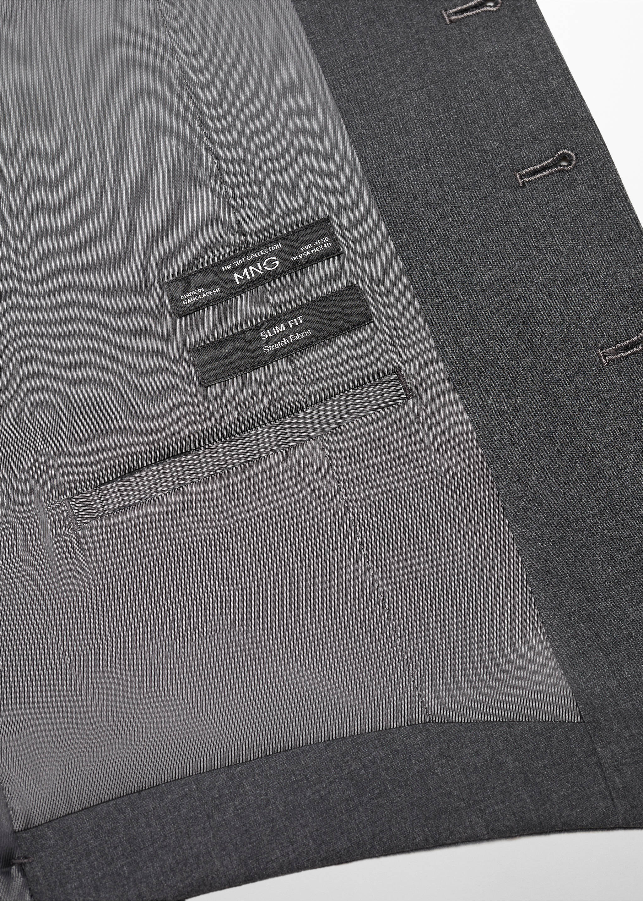 Armilla vestir slim fit - Detall de l'article 8, Gris. Ref: 67060620-00.