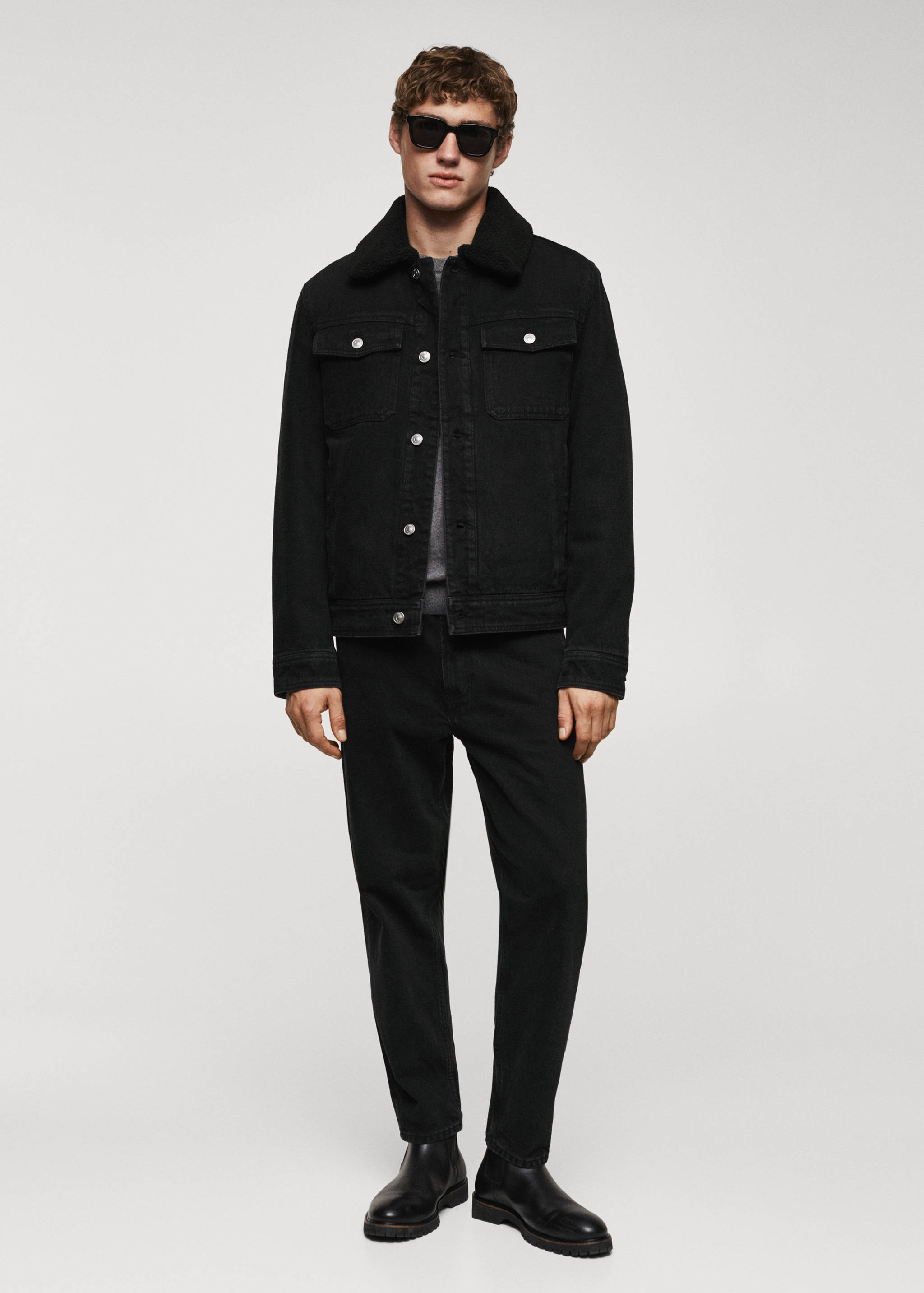 Shearling denim jacket - General plane