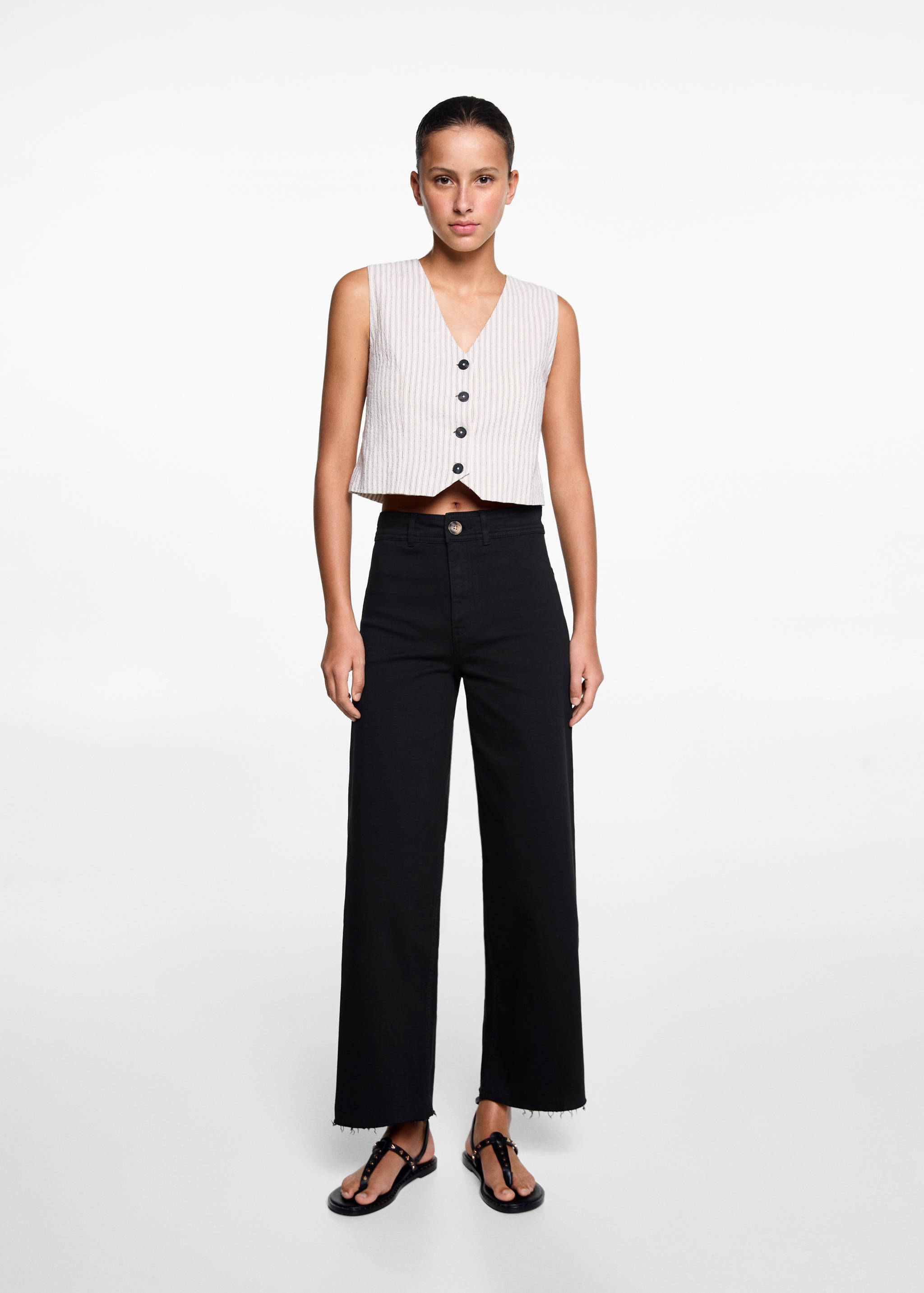 Jeans culotte mid-waist comfort - General plane