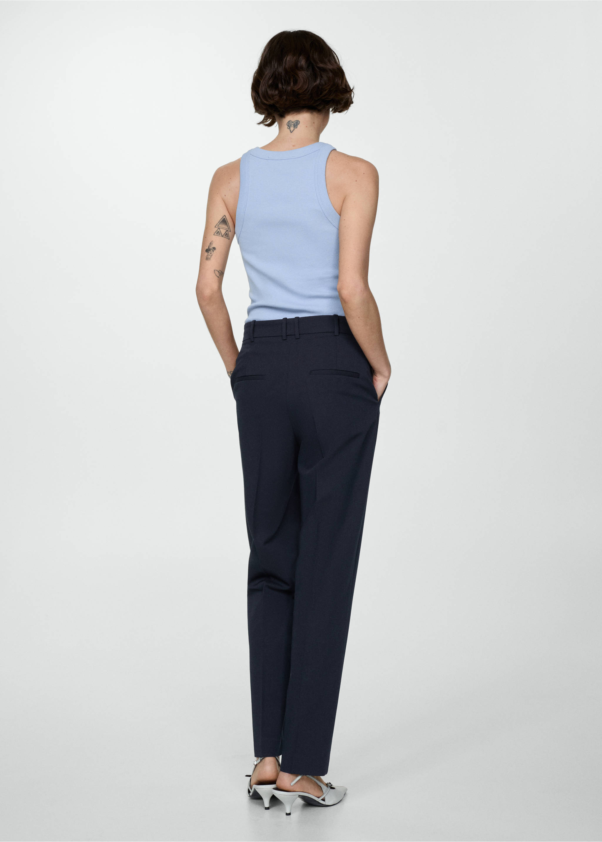 Straight suit trousers - Reverse of the article, Dark Navy. Ref: 67060666-00.