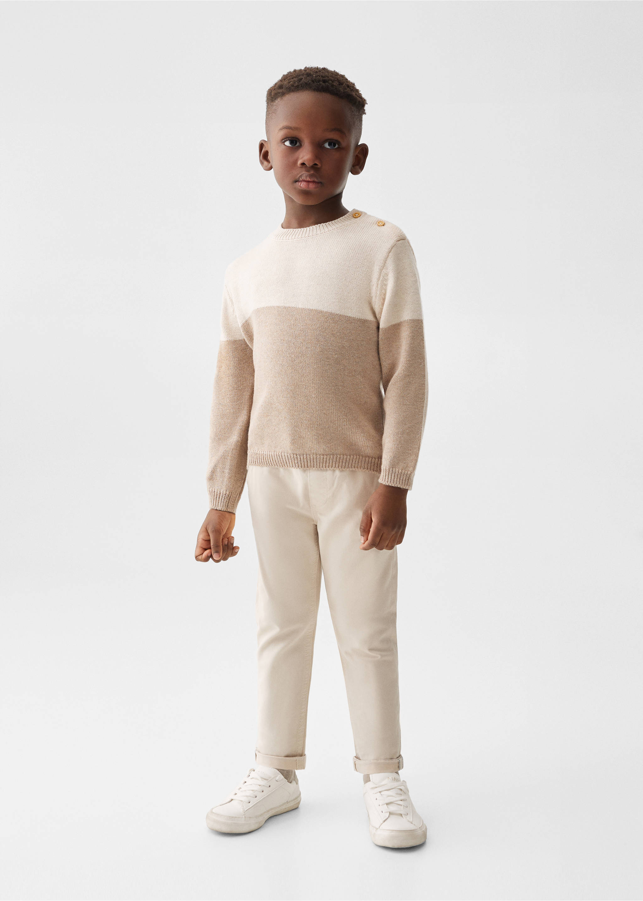 Contrasting knit sweater - General plane, Sand. Ref: 67060677-00.