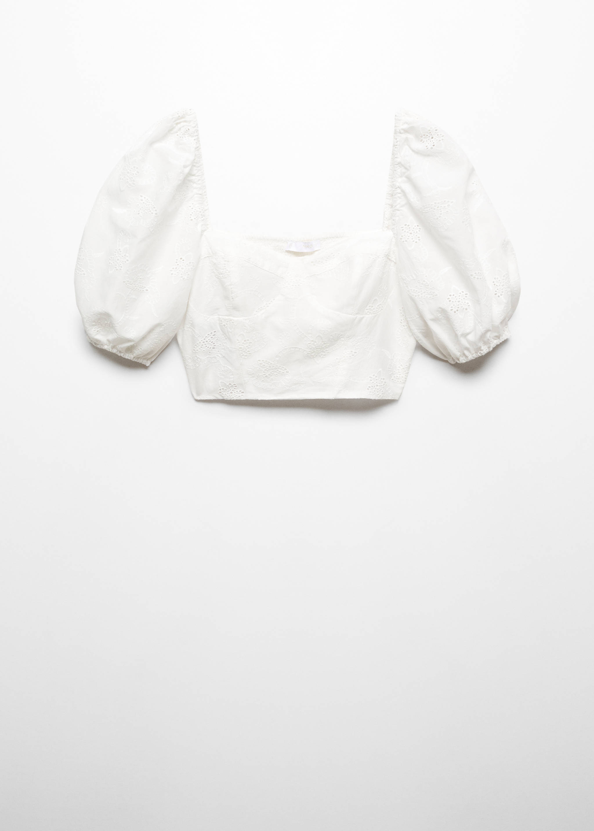 Puff-sleeved cropped blouse - Article without model
