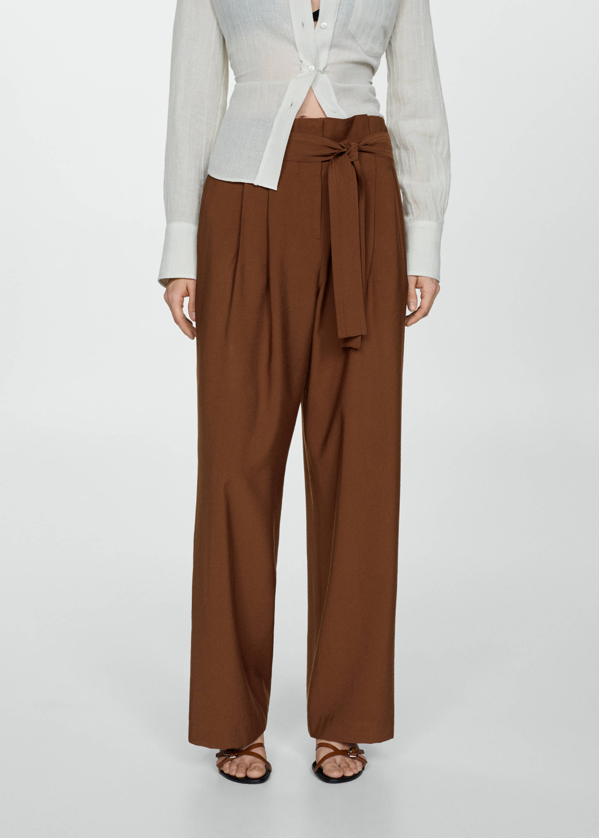 Belt straight-fit pants - Medium plane