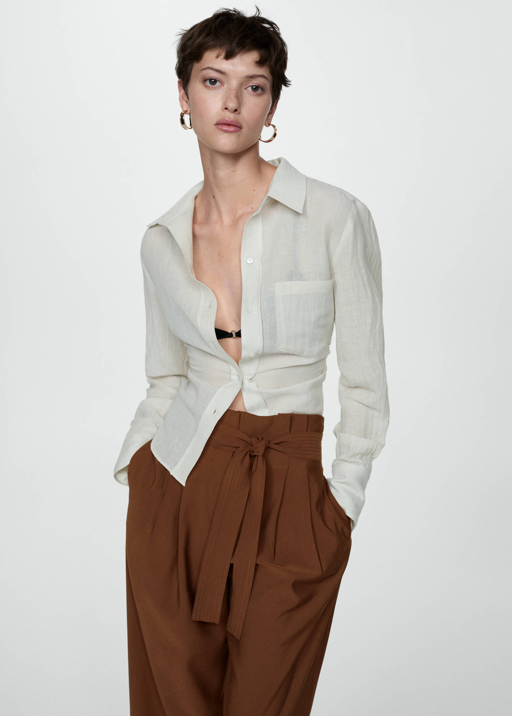 Belt straight-fit pants - Details of the article 1