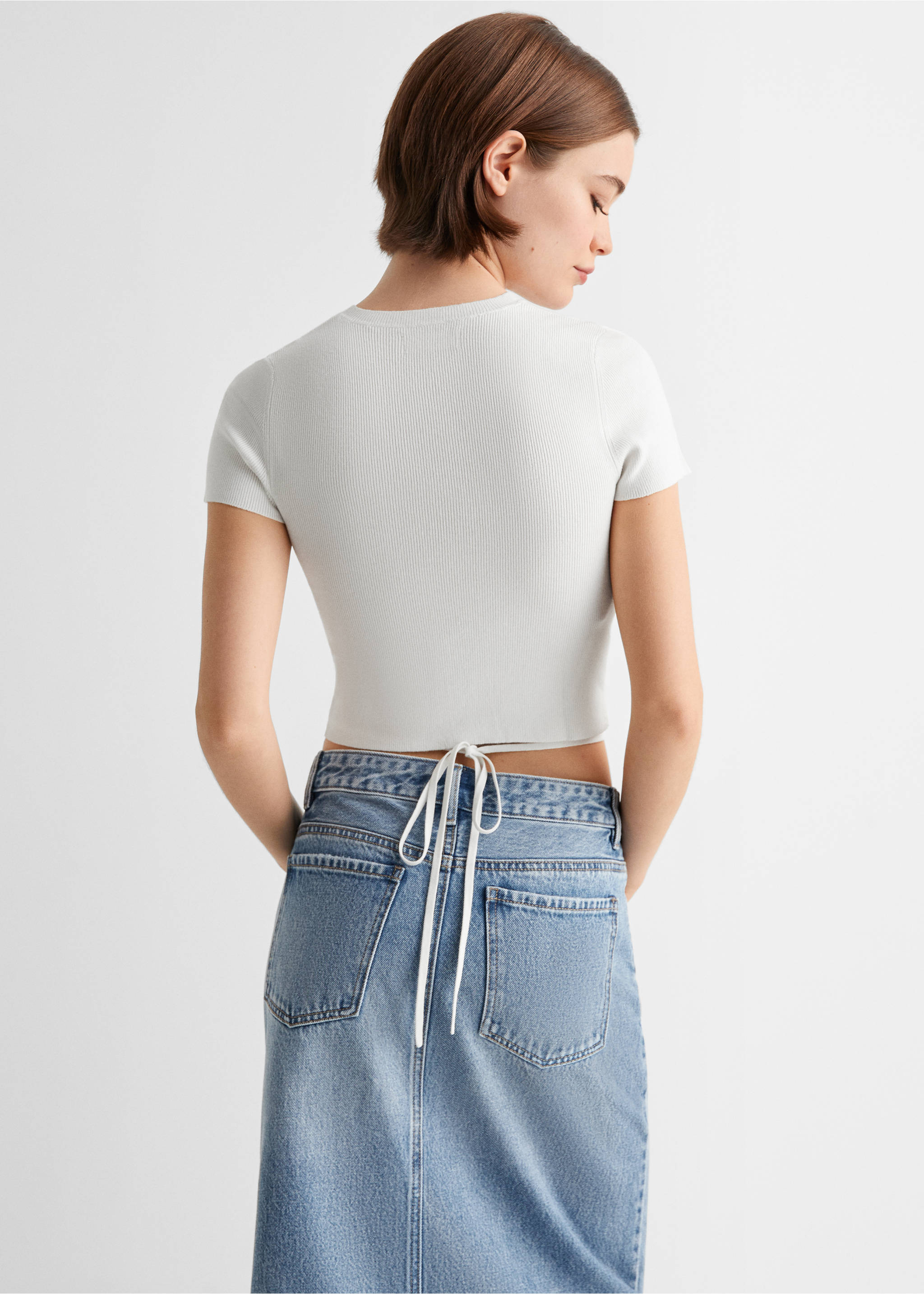 Knitted t-shirt with box - Reverse of the article, Off White. Ref: 67062914-00.