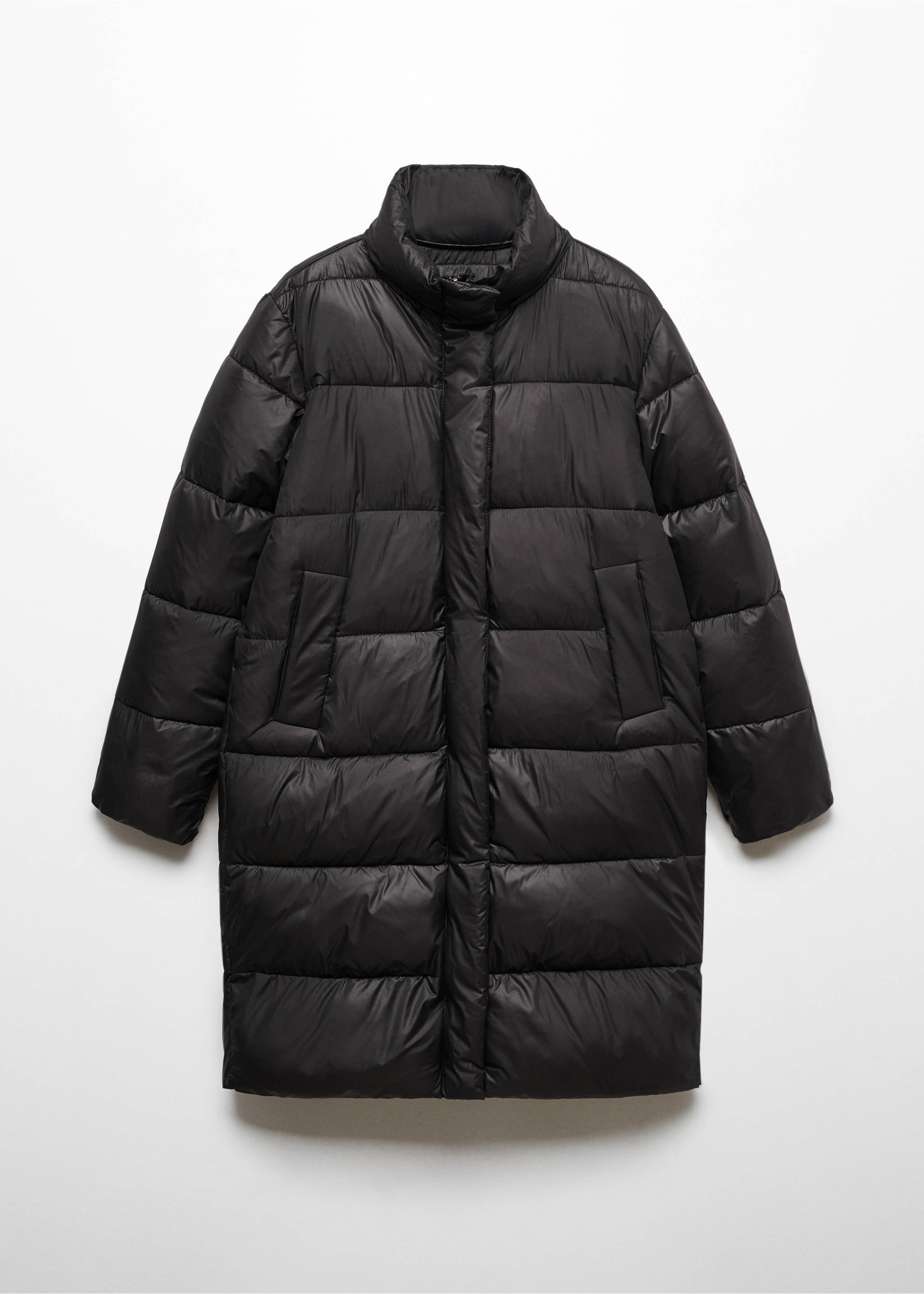 Detachable hood puffer coat - Details of the article 8, Black. Ref: 67063262-00.